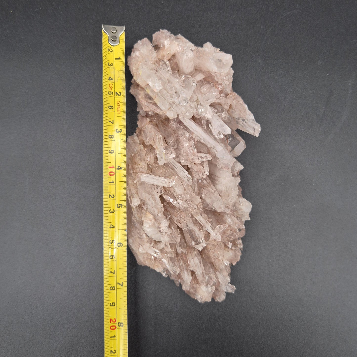 AAA+ Rare Pink Lemurian Quartz Cluster Water Clear Points Colombia 8x3.5x2.5 1.96 lbs Crystal Hoarder