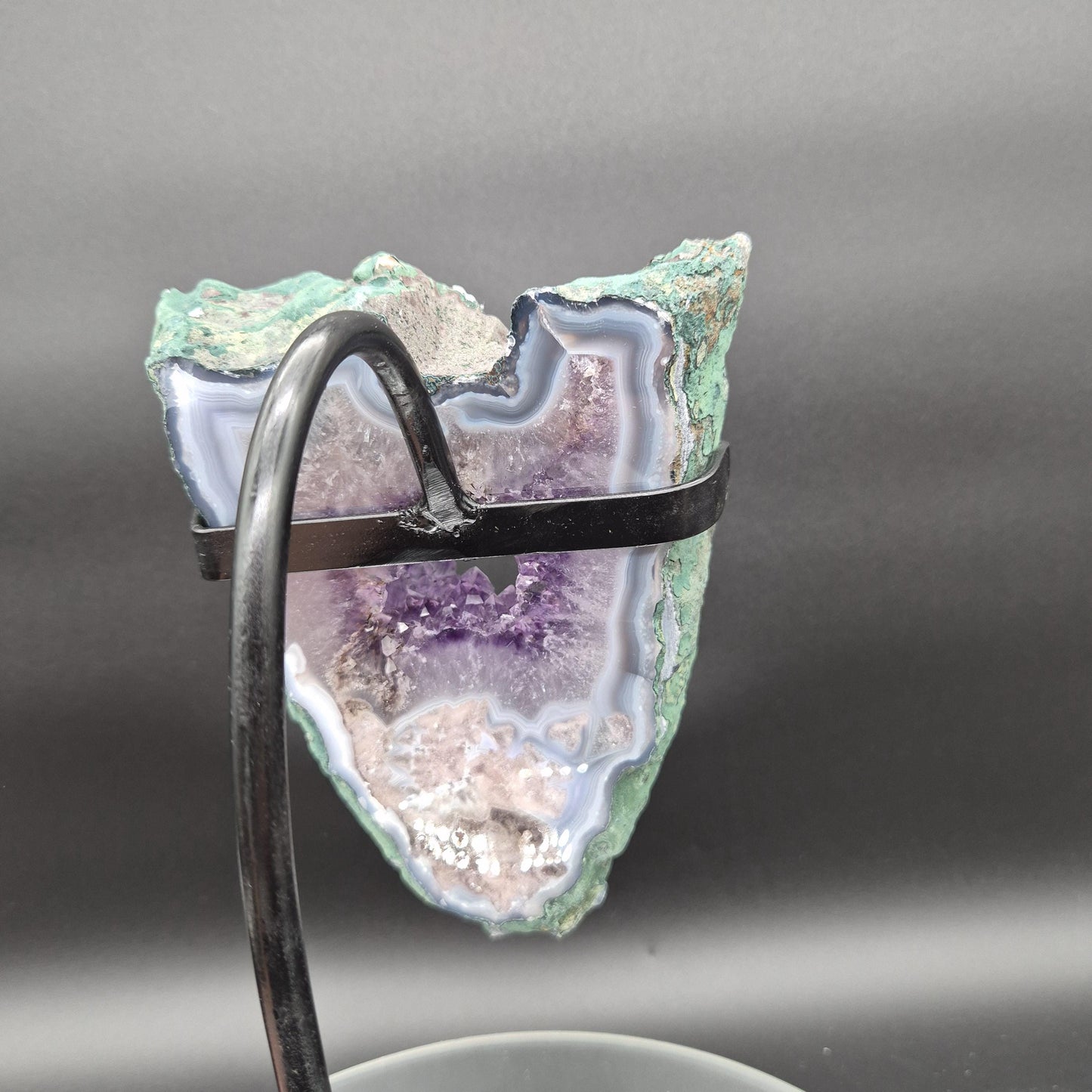 AAA+ Super Rare Amethyst with Blue Banded Agate Intertwined Calcite and Agate Flower Brazil 5.24 lb 11.5x4.5x1.5 Crystal Hoarder