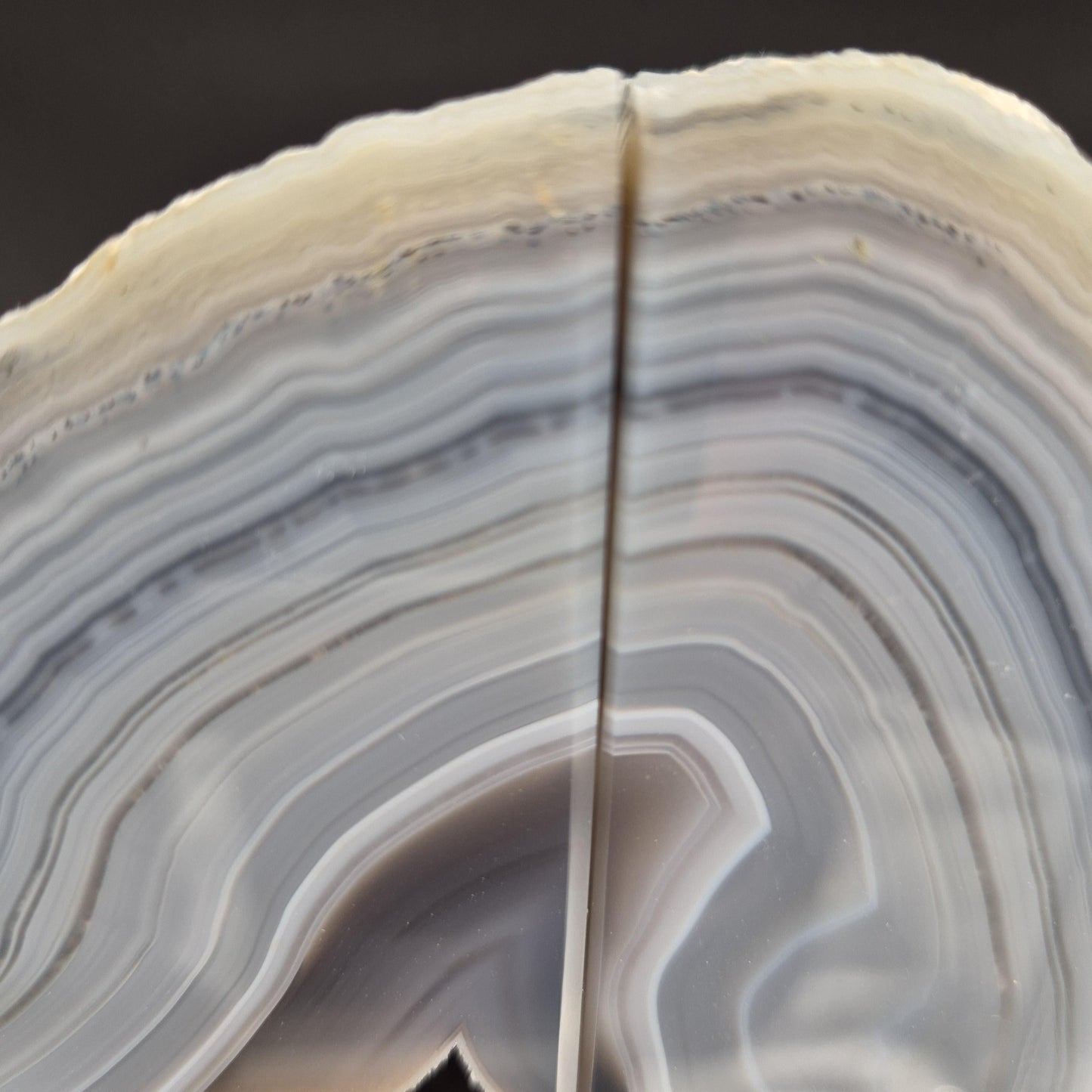 AAA+ Rare Blue Banded Agate Sugar Druzy Geode Bookends | Brazil | 3.63 lbs Crystal Hoarder