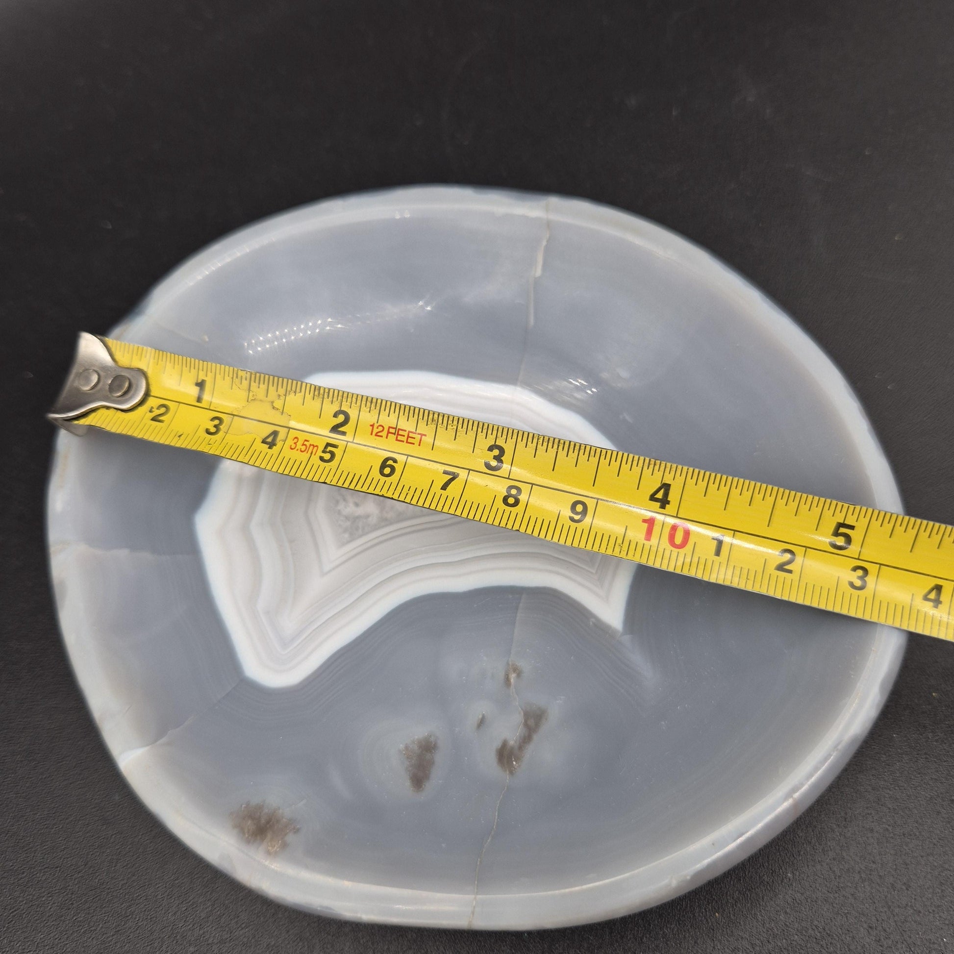 AAA+ Blue Banded Agate Quartz Bowl Brazil 5.5x5x1.5 1.59 lbs Crystal Hoarder