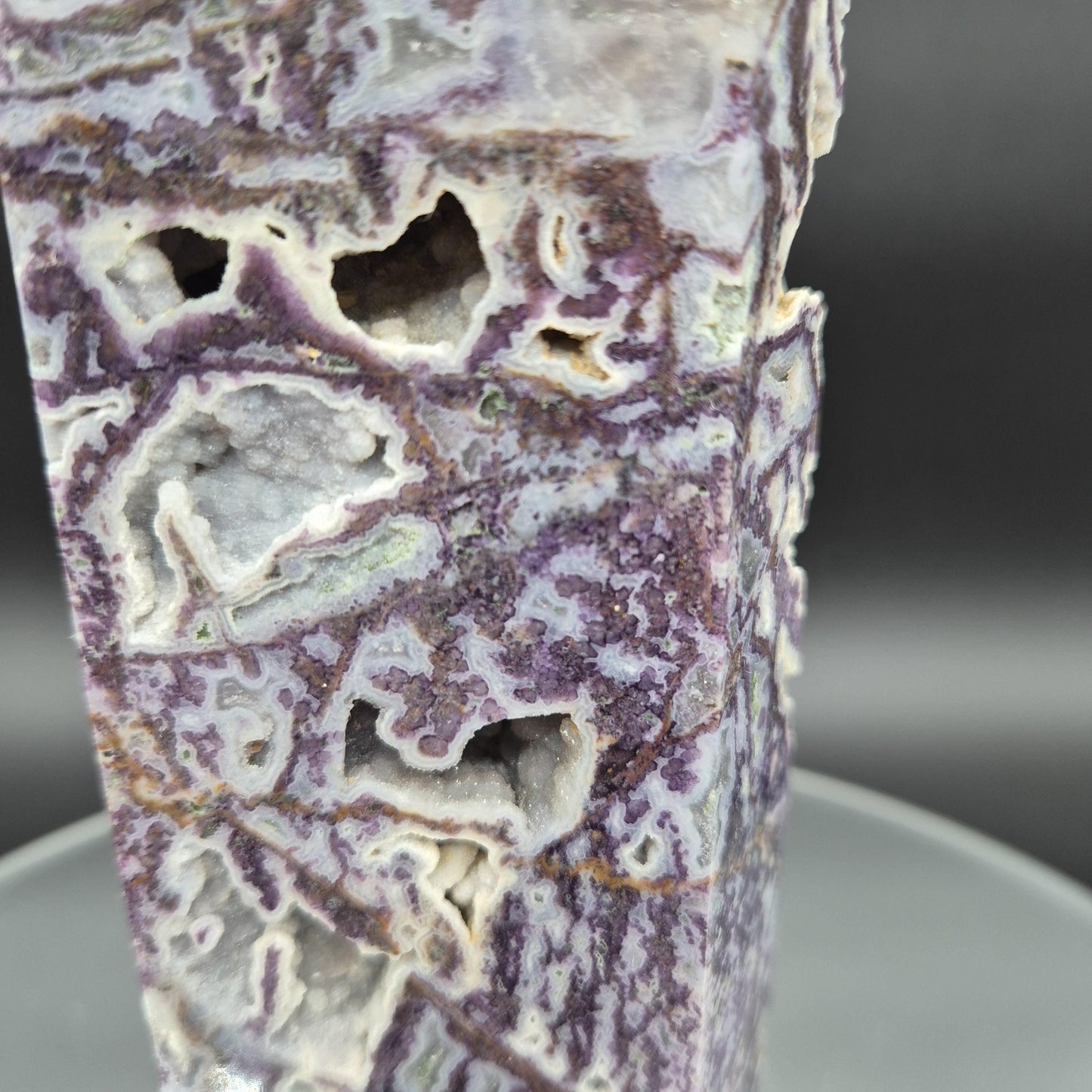 Extra Large Purple Sphalerite Tower with Druzy | 10in Crystal Point | 3.45 lb Statement Specimen | Sparkling Druzy Mineral Display Crystal Hoarder