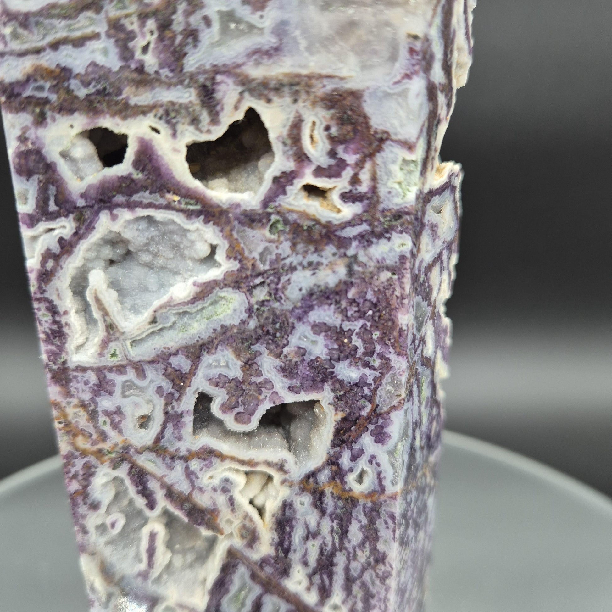 Extra Large Purple Sphalerite Tower with Druzy | 10in Crystal Point | 3.45 lb Statement Specimen | Sparkling Druzy Mineral Display Crystal Hoarder