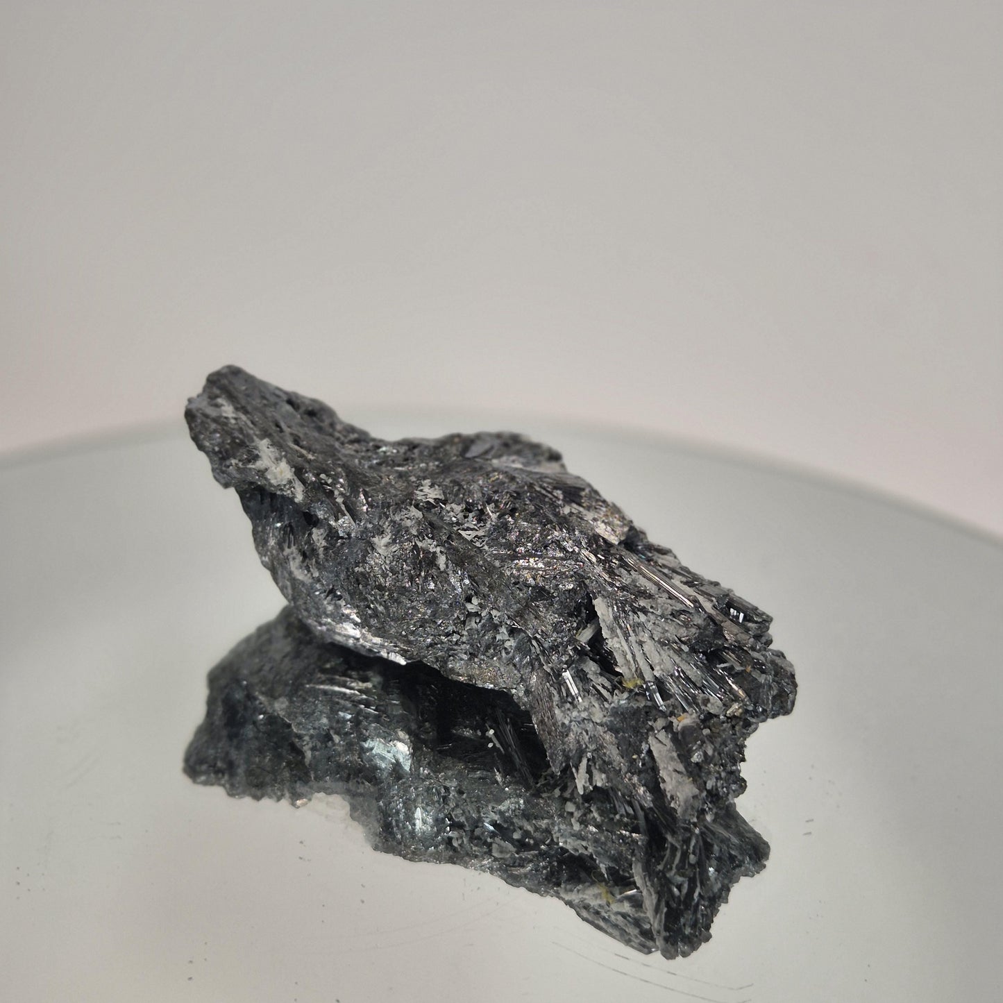 Large Natural Stibnite Crystal Specimen - 14.55 oz, 5.5 x 2.5in - Raw Metallic Mineral Collectible Crystal Hoarder