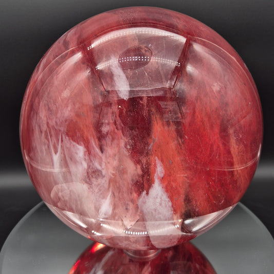 Huge AAA+ Red Smelt Quartz Sphere 27 lbs – 8" (203mm) Crystal Ball – Massive Deep Red Sphere – Optional LED Light Base