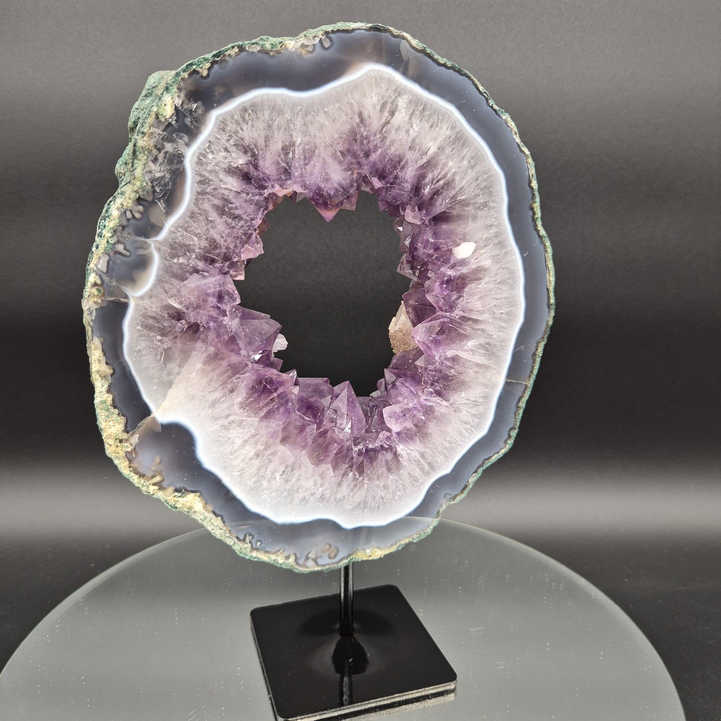 AAA+ Super Rare Amethyst Portal with UV Reactive Calcite Quartz Sugar Hematite Blue Agate Brazil 5.73lbs 10x7x1.5 inches Crystal Hoarder