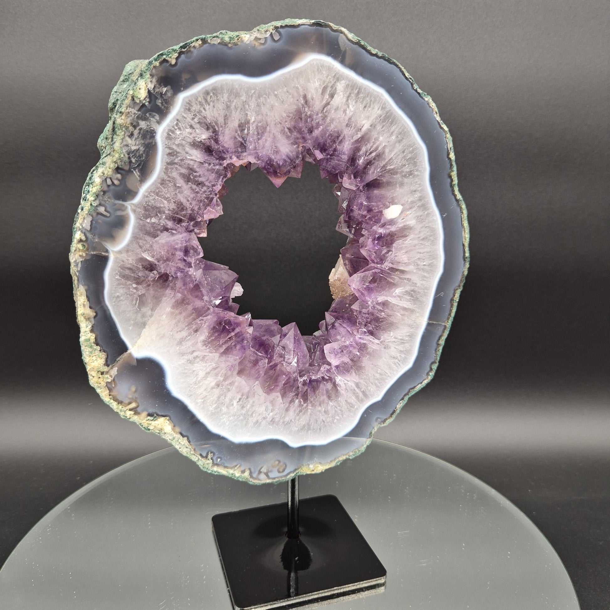 AAA+ Super Rare Amethyst Portal with UV Reactive Calcite Quartz Sugar Hematite Blue Agate Brazil 5.73lbs 10x7x1.5 inches Crystal Hoarder