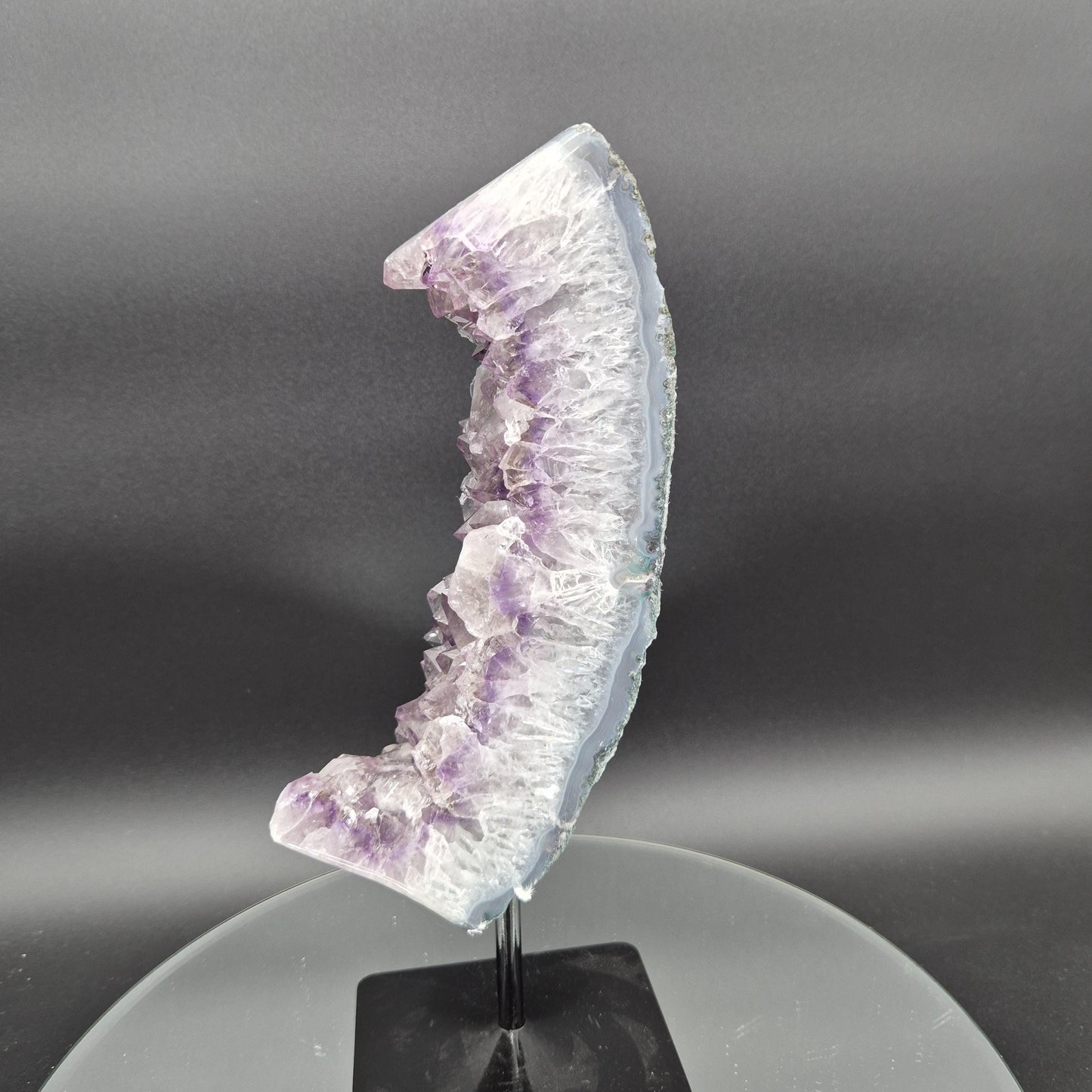 AAA+ Amethyst with Blue Banded Agate on Stand 10.5x4x1.5 3.17 lbs Brazil Crystal Hoarder