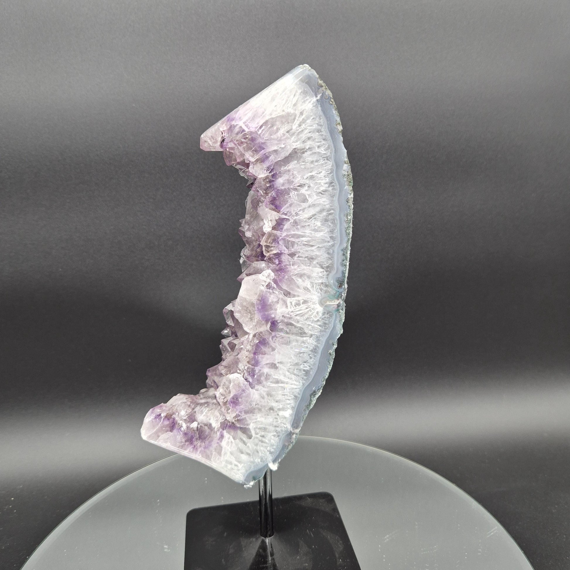 AAA+ Amethyst with Blue Banded Agate on Stand 10.5x4x1.5 3.17 lbs Brazil Crystal Hoarder