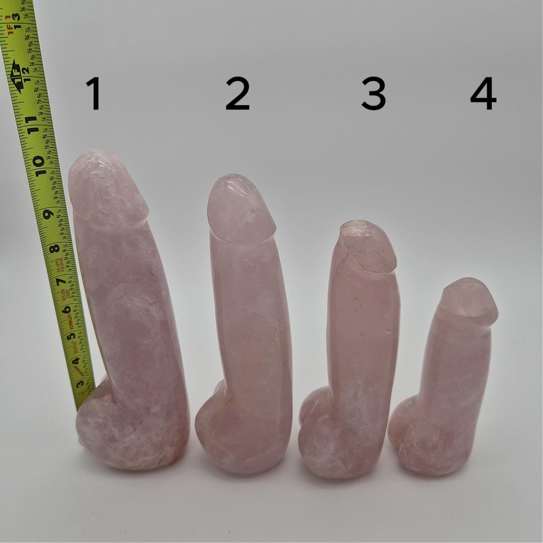 Rose Quartz Penis Sculpture - Unique Hand-Carved Crystal Art Optional LED Display Stand Crystal Hoarder