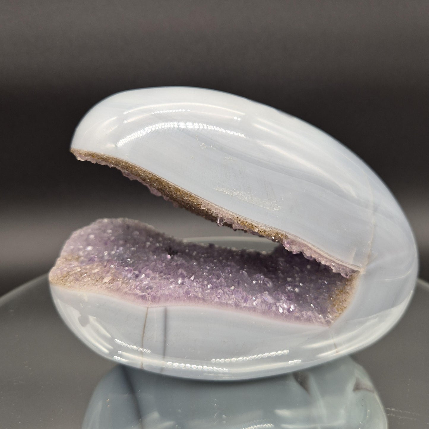 Super Rare One of a Kind Galaxy Amethyst with Hematite Baby Blue Agate 6x4x3 5.05 lbs Brazil Crystal Hoarder