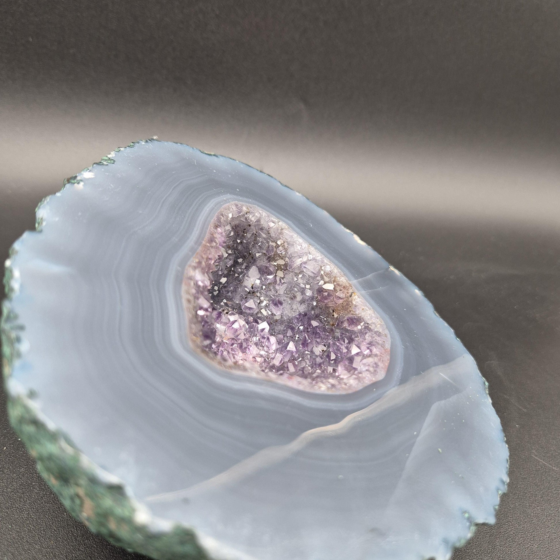 Rare AAA+ Druzy Amethyst with Dark Blue Agate Brazil 4.68 lbs 6.5x5.5x3.5 Collector Crystal Crystal Hoarder