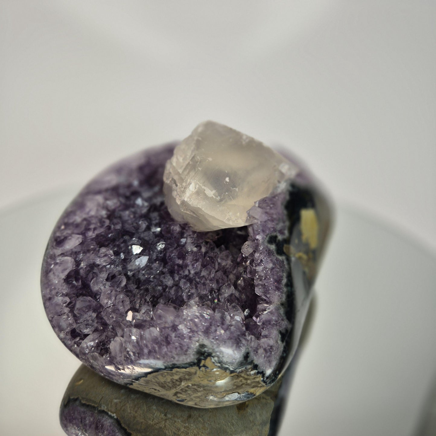 Super Rare Amethyst Boat formation with Calcite Bridge - 3.535 lbs One of a Kind Statement Crystal Specimen Crystal Hoarder