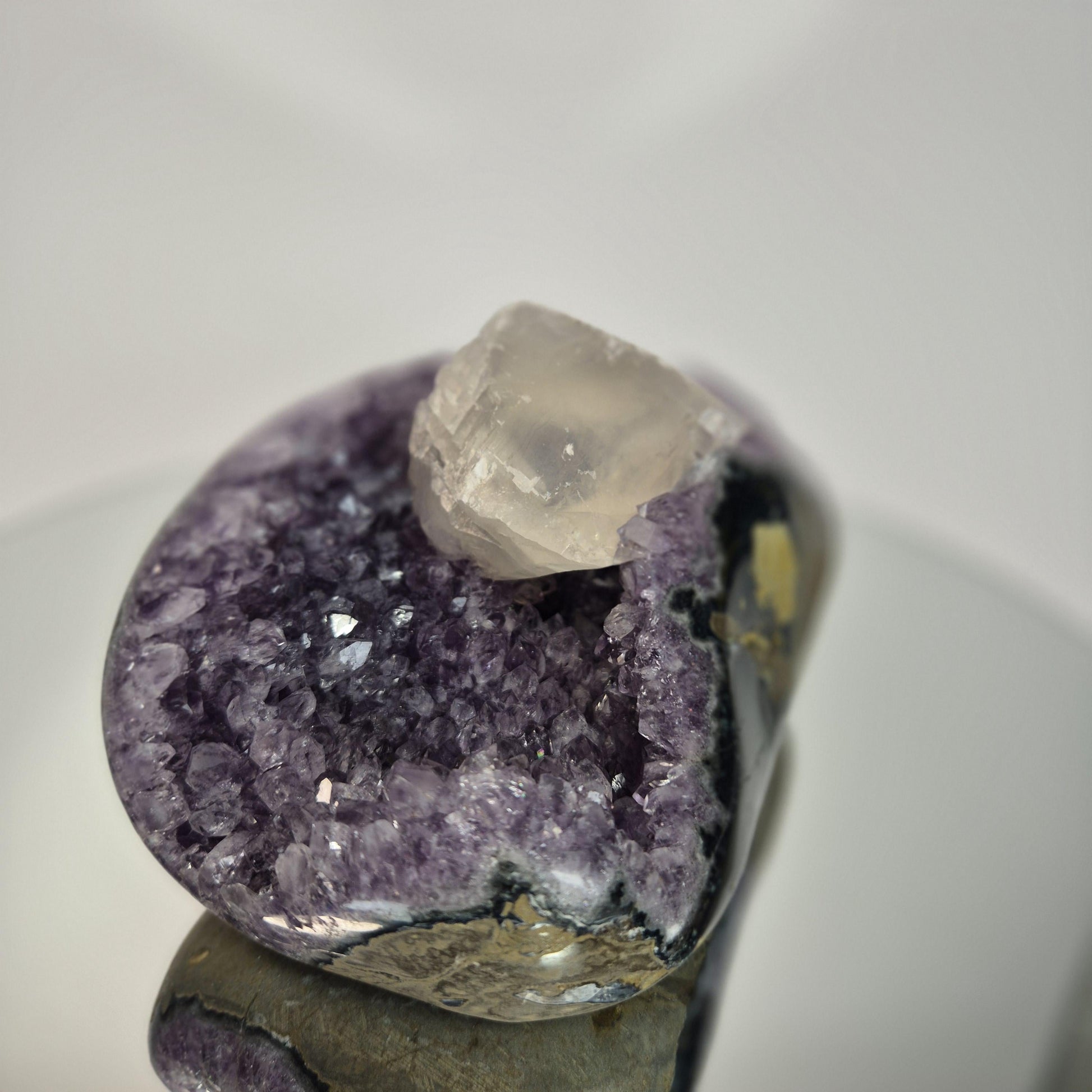 Super Rare Amethyst Boat formation with Calcite Bridge - 3.535 lbs One of a Kind Statement Crystal Specimen Crystal Hoarder