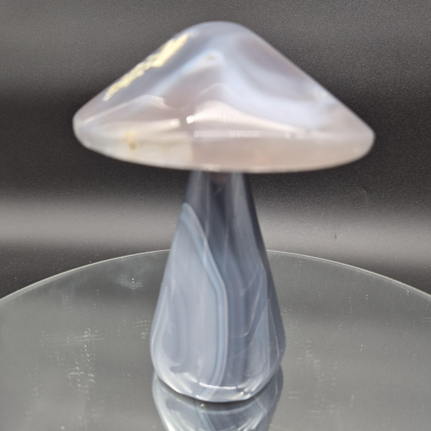 Brilliant Blue Banded Agate Mushroom Brazil 5x5x4 2.15 lbs Crystal Hoarder