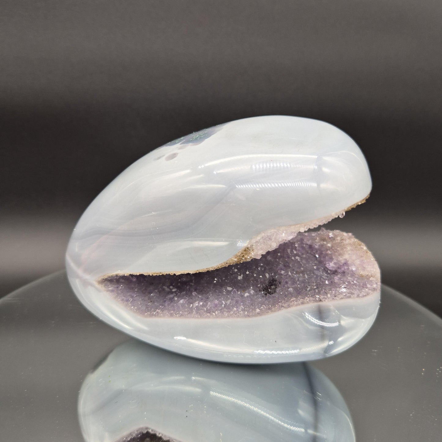 Super Rare One of a Kind Galaxy Amethyst with Hematite Baby Blue Agate 6x4x3 5.05 lbs Brazil Crystal Hoarder
