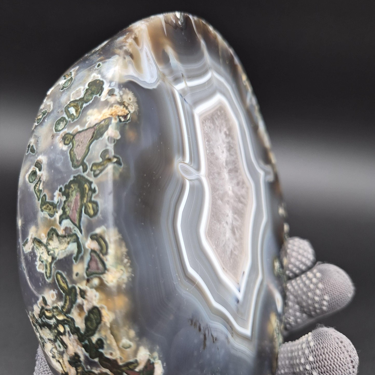 AAA+ Quartz with Blue Banded Agate Fully Polished Uruguay 4 lbs Crystal Hoarder Crystal Hoarder