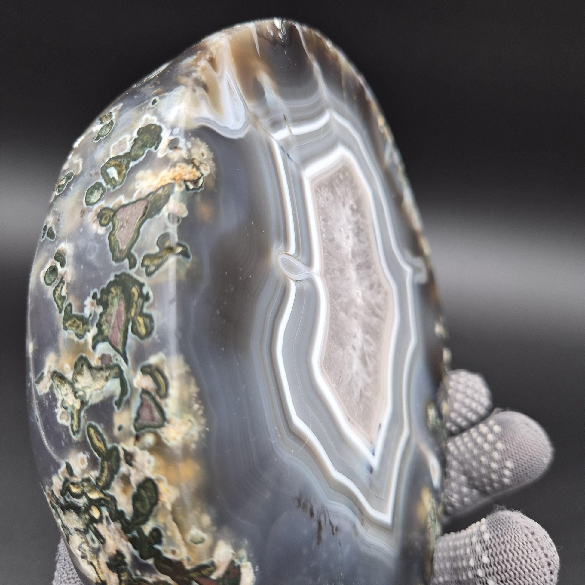 AAA+ Quartz with Blue Banded Agate Fully Polished Uruguay 4 lbs Crystal Hoarder Crystal Hoarder