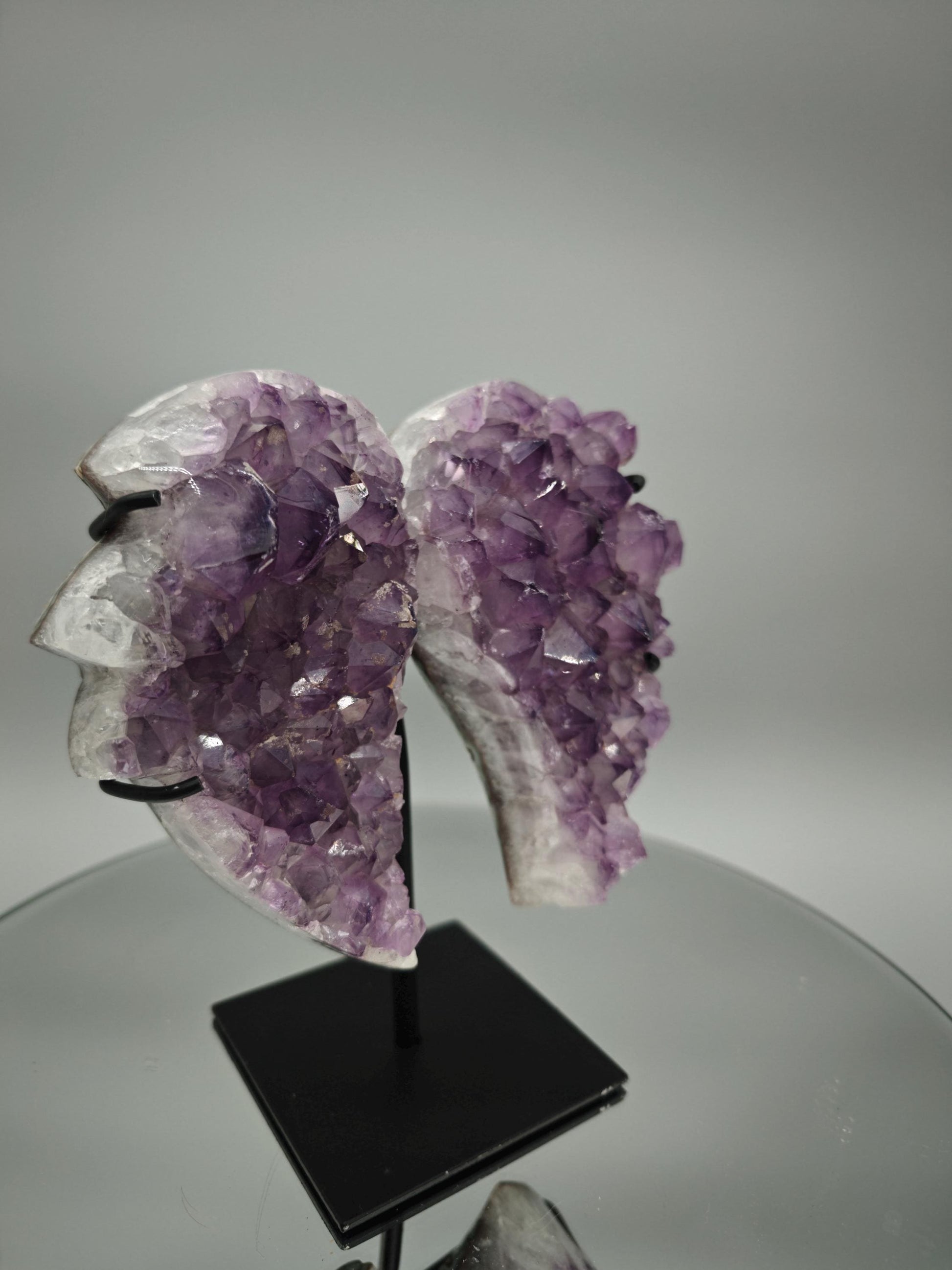 AAA+ Amethyst Angel Wings - Large Crystal Points - Brazilian Amethyst Display - 7in Tall Natural Crystal - 2.42 lbs Crystal Hoarder