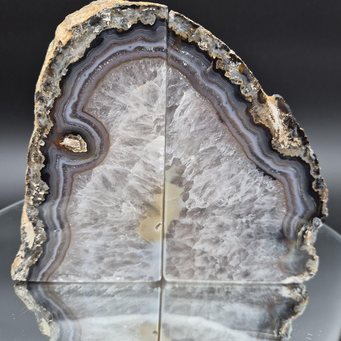 Two in One Blue Banded Agate Bookends with Stalactite Eyes from Brazil 6.46 lbs Crystal Hoarder Crystal Hoarder
