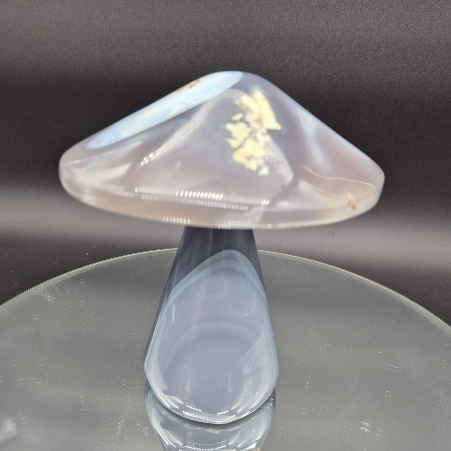 Brilliant Blue Banded Agate Mushroom Brazil 5x5x4 2.15 lbs Crystal Hoarder