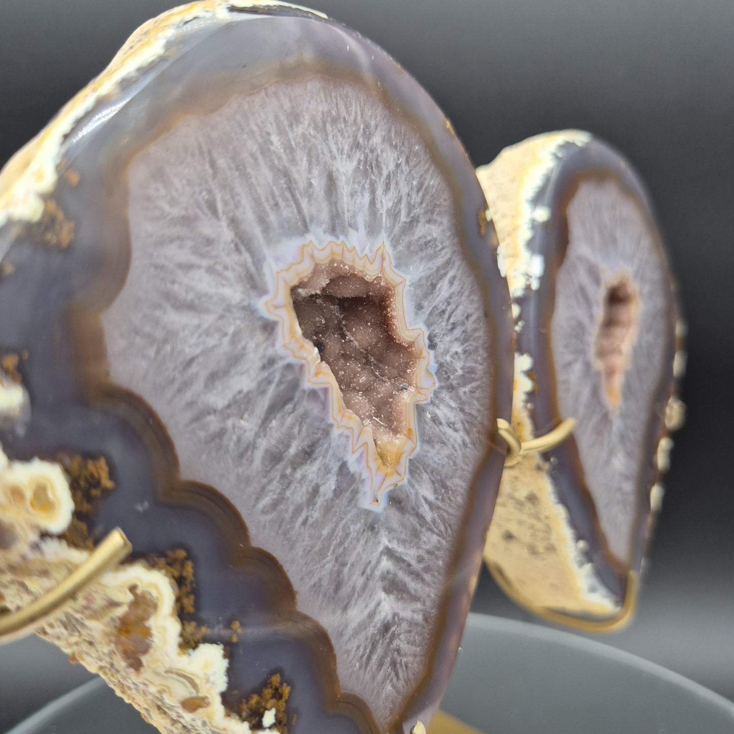 Druzy Agate Geode Butterfly Wings | Natural Brazilian Crystal Pair | 5.26 lb Statement Display Crystal Hoarder