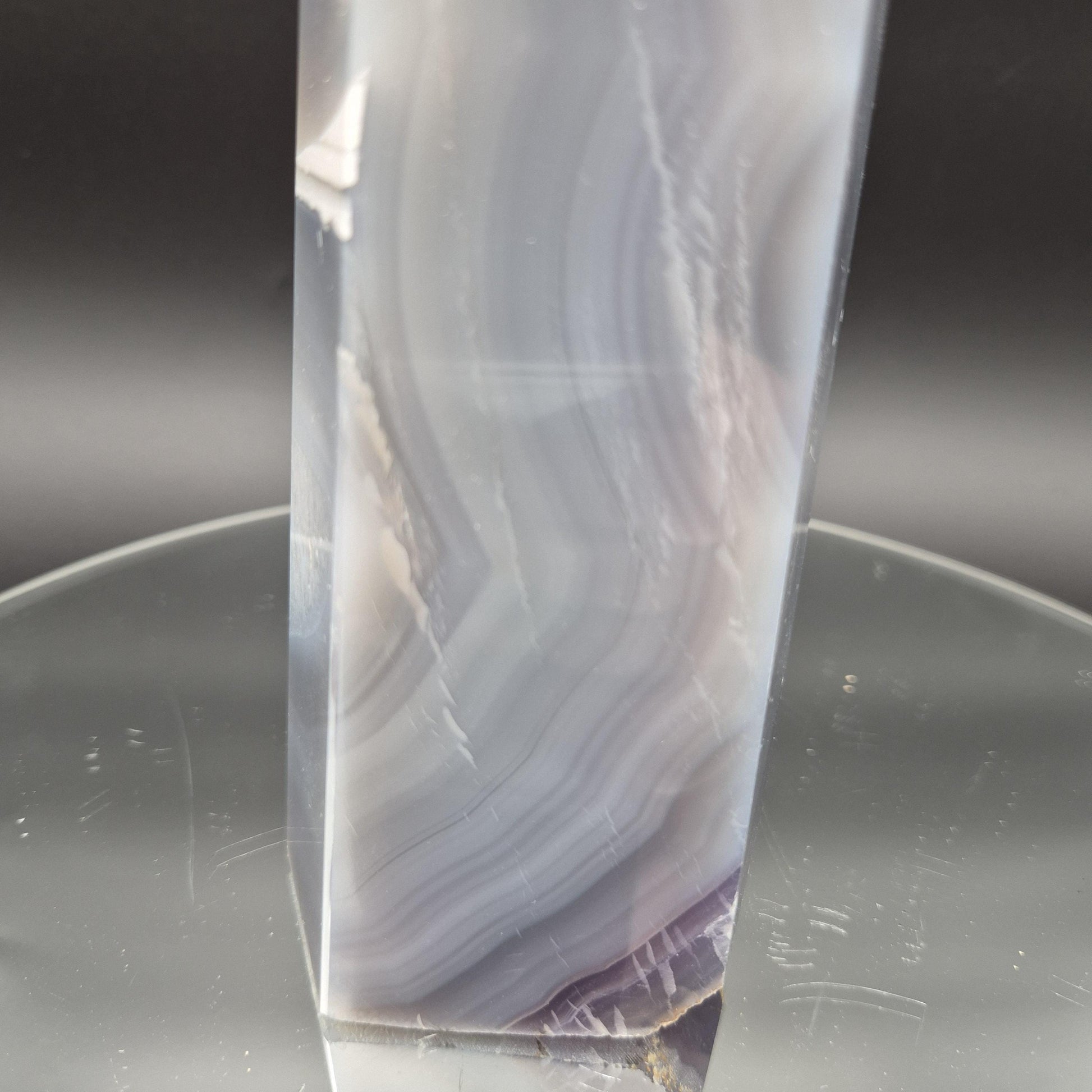 Blue Banded Agate Tower from Brazil – Polished Crystal Point – 3.01 lb 8.5" Display Specimen Crystal Hoarder