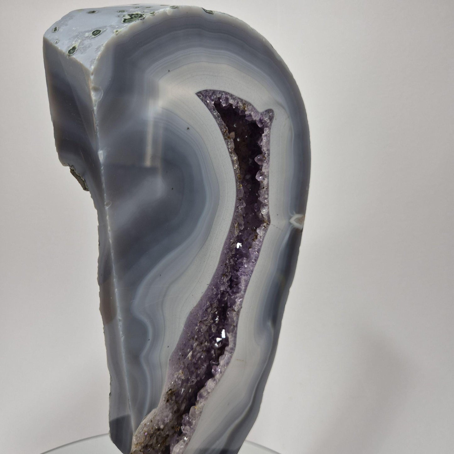 Amethyst Statement Piece with Blue Banded Agate - Brazil Crystal Hoarder