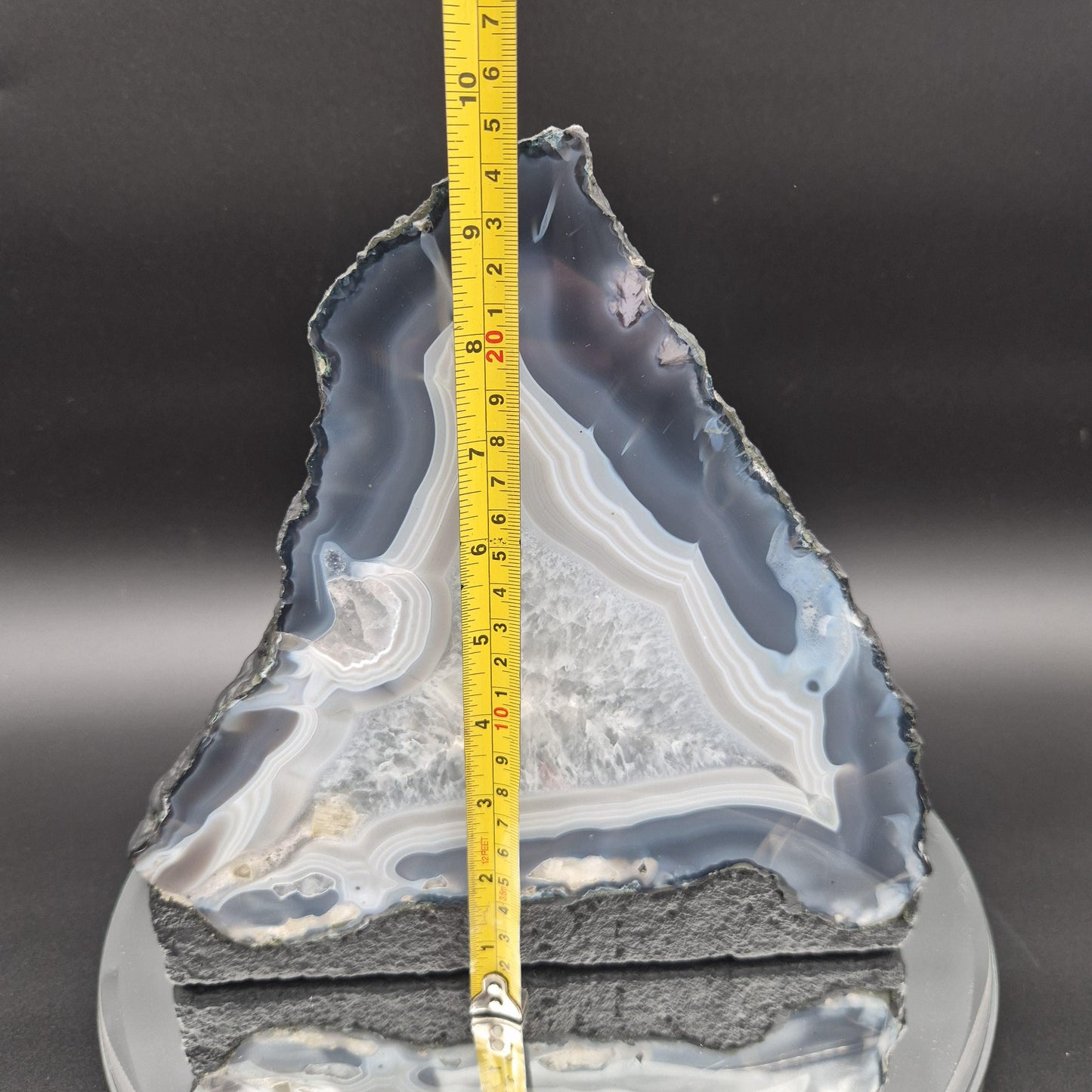 Druzy Amethyst with Blue Banded Agate Cathedral – Brazil – 13.04 lb Statement Specimen Crystal Hoarder