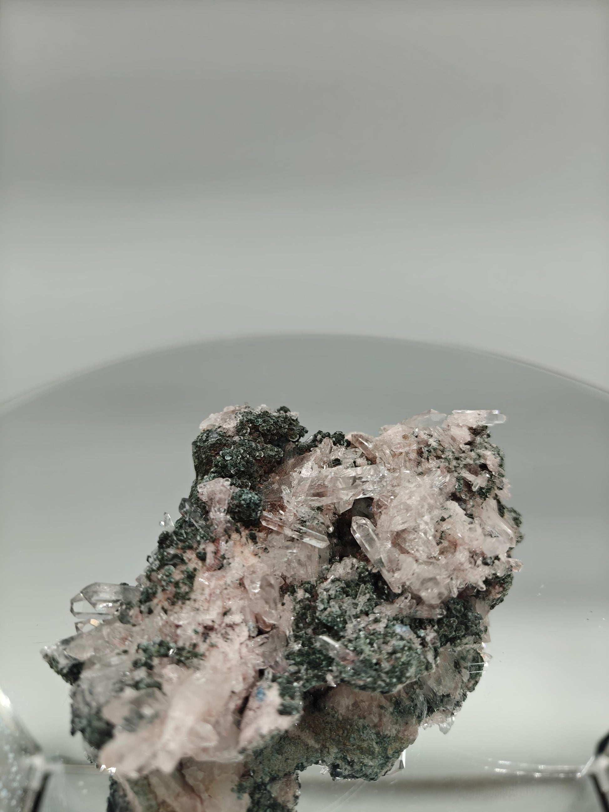 AAA+ Light Pink Lemurian Quartz Cluster on Chlorite | Water Clear Points | Rare Collector Specimen Crystal Hoarder