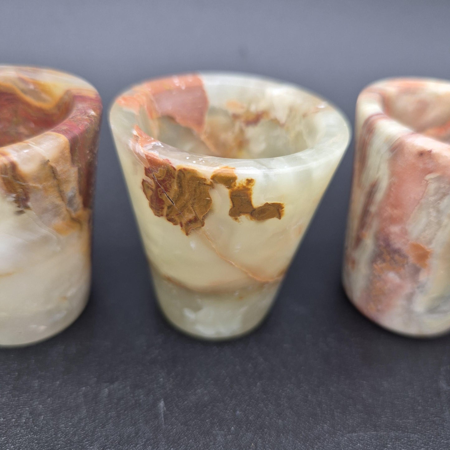Set of 6 Green Onyx Shot Glasses | Natural Stone Drinkware | Hand Carved Crystal Cups | 2.25 inch Crystal Hoarder
