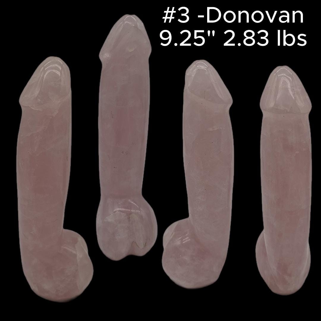 Rose Quartz Penis Sculptures - “The D Collection” - Carved Crystal Art, 6 Unique Sizes, Optional LED Display Stand Crystal Hoarder