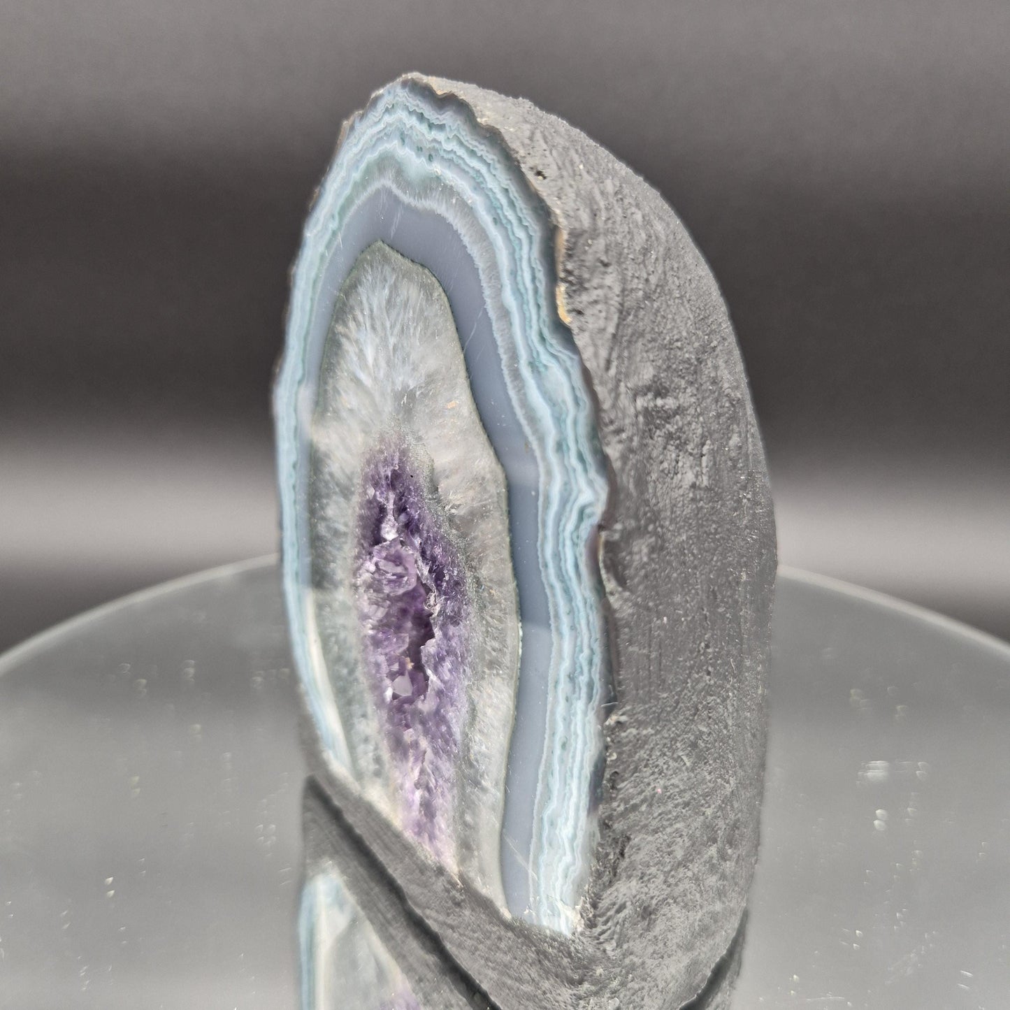 Super Rare Amethyst Cathedral Green and Blue Banded Agate Uruguay 5x4x3 3.09 lbs Crystal Hoarder