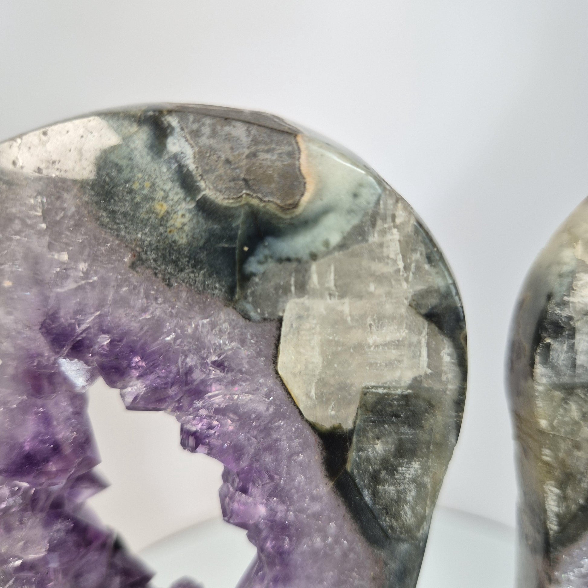 One of a Kind Amethyst Portal Wings with Green Jasper & Calcite - 2.61 lbs Brazilian Crystal Crystal Hoarder