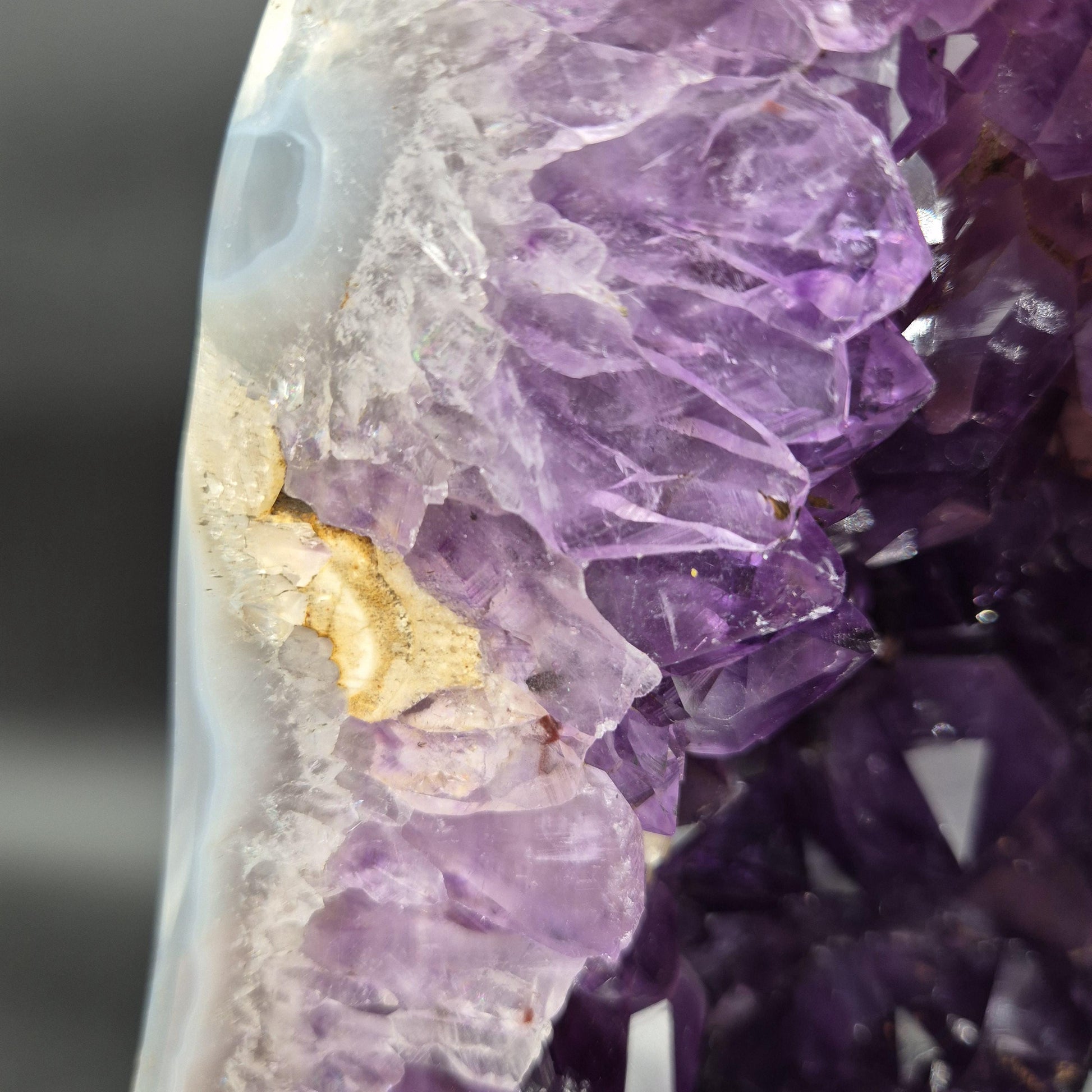 AAA+ Polished Amethyst Cathedral UV Reactive Calcite Dark Purple Blue Banded Agate 10x7x4 13 lbs Crystal Hoarder
