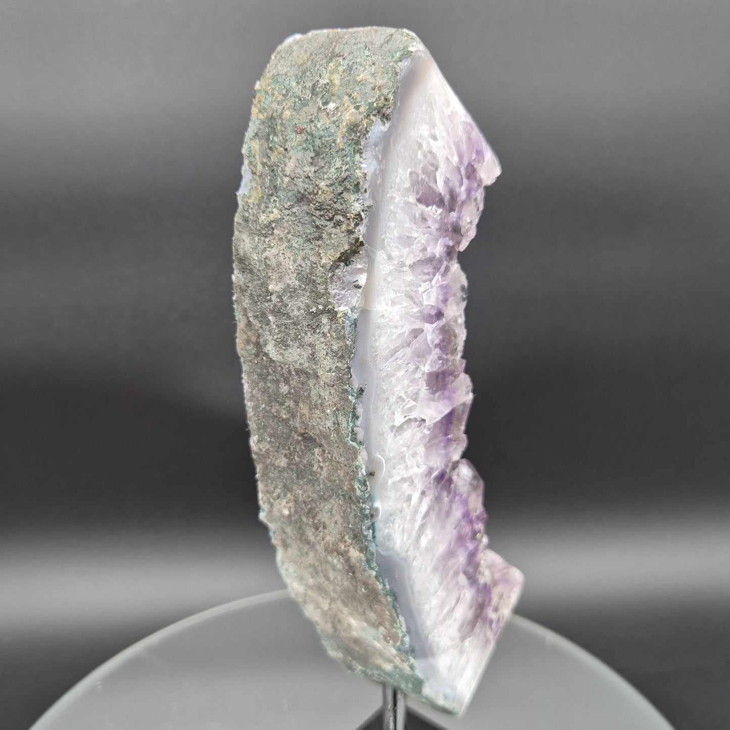 AAA+ Amethyst with Blue Banded Agate on Stand 10.5x4x1.5 3.17 lbs Brazil Crystal Hoarder