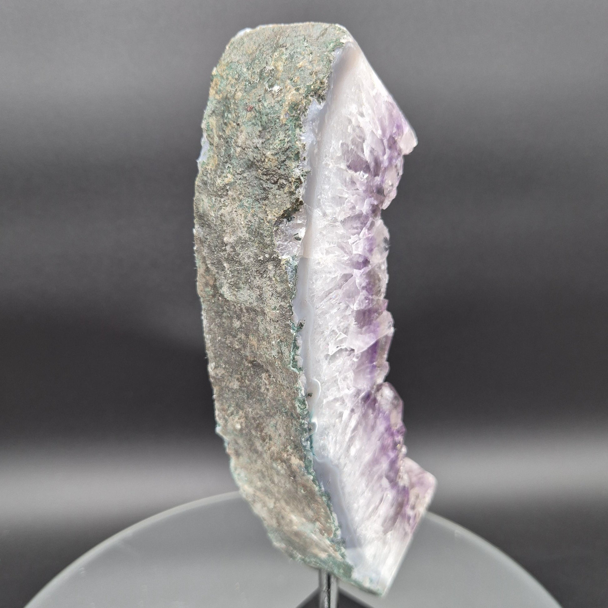 AAA+ Amethyst with Blue Banded Agate on Stand 10.5x4x1.5 3.17 lbs Brazil Crystal Hoarder