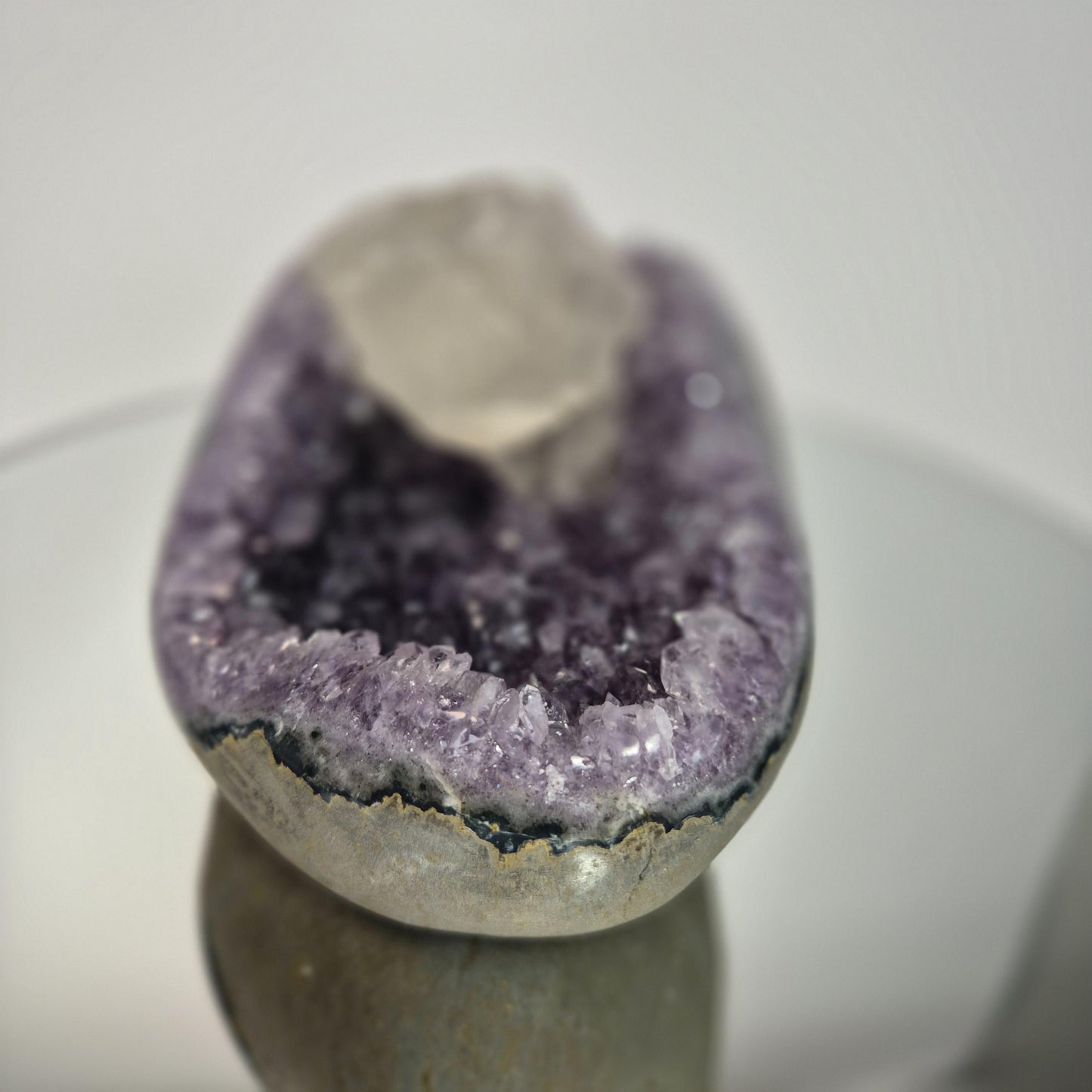 Super Rare Amethyst Boat formation with Calcite Bridge - 3.535 lbs One of a Kind Statement Crystal Specimen Crystal Hoarder