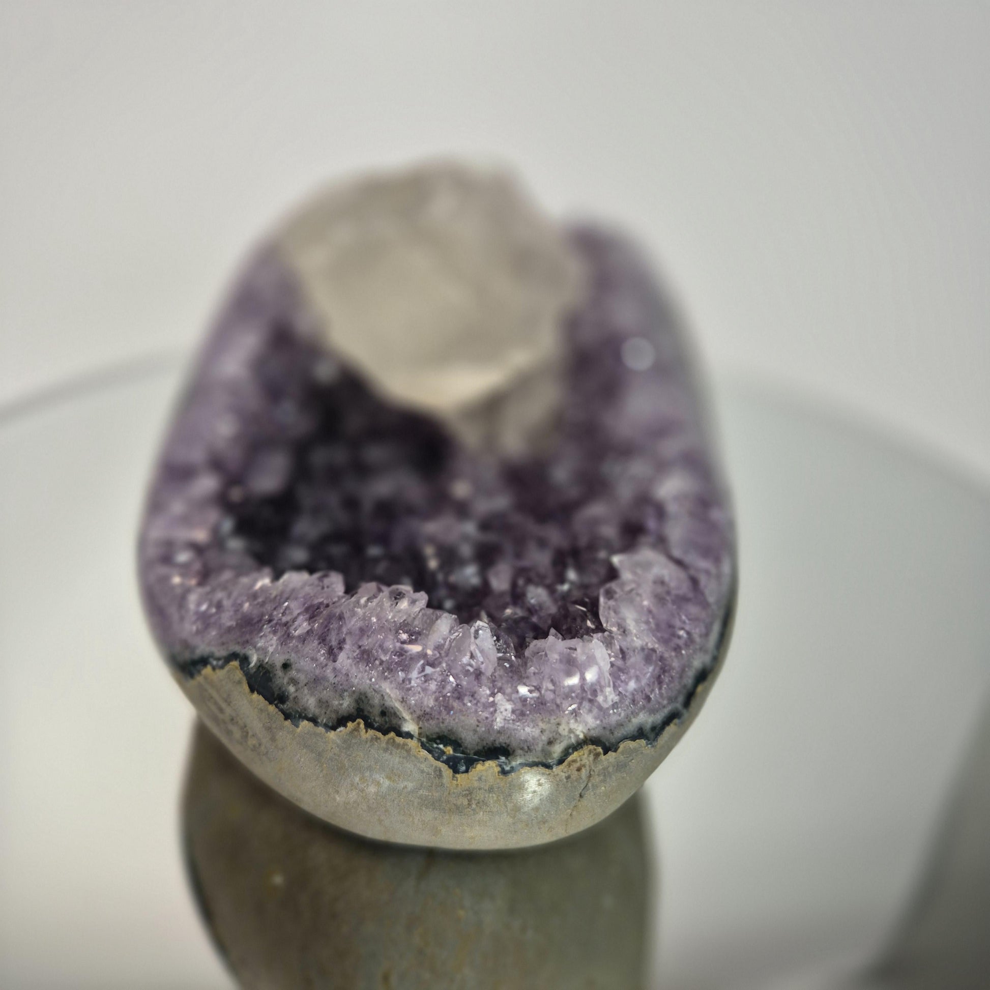Super Rare Amethyst Boat formation with Calcite Bridge - 3.535 lbs One of a Kind Statement Crystal Specimen Crystal Hoarder