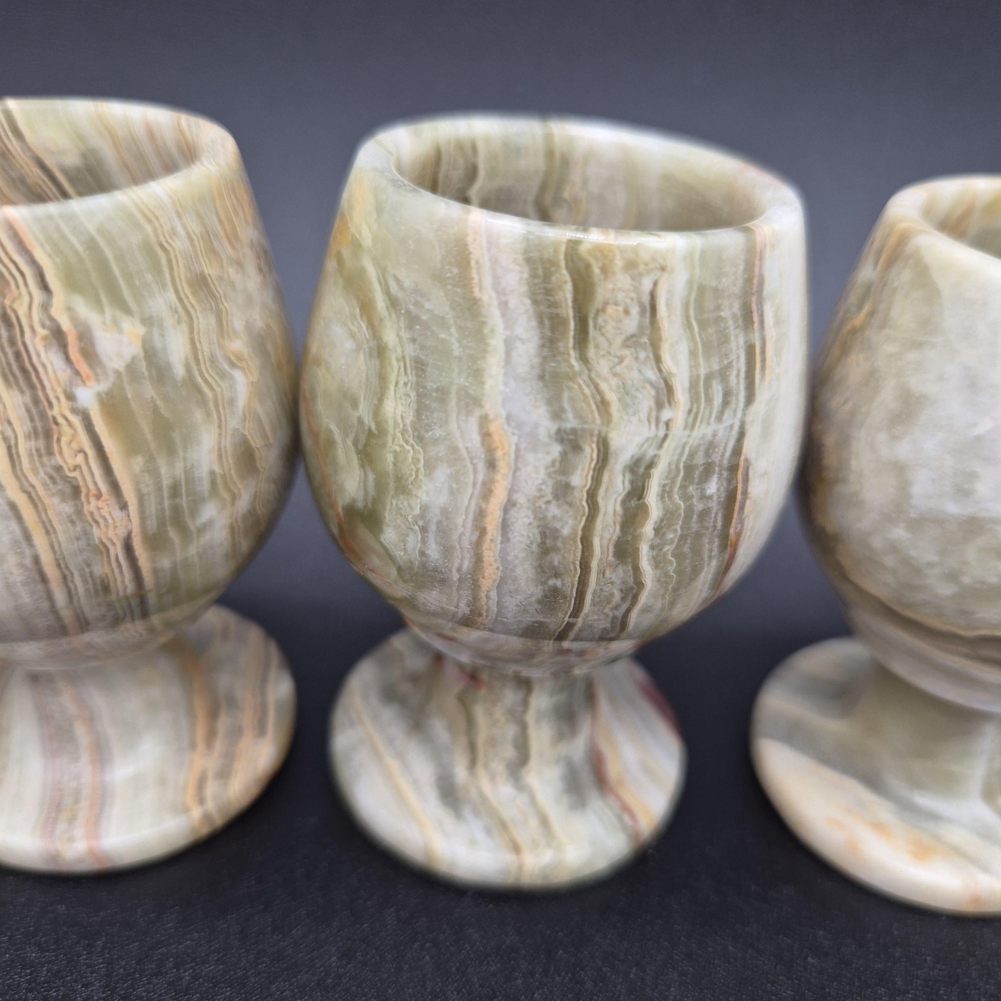 Set of 6 Green Onyx Sherry Glasses | 3 inch tall  | Hand Carved Natural Stone Drinkware Crystal Hoarder