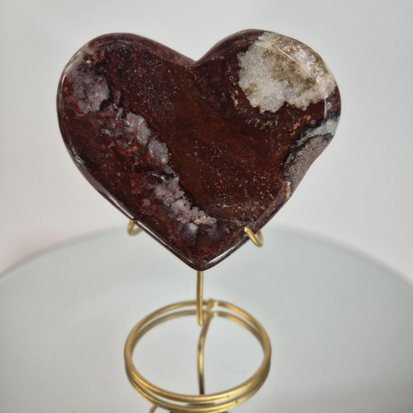 Deep Dark Red Jasper Heart with Quartz Veins - Super Rare One-of-a-Kind Crystal Hoarder