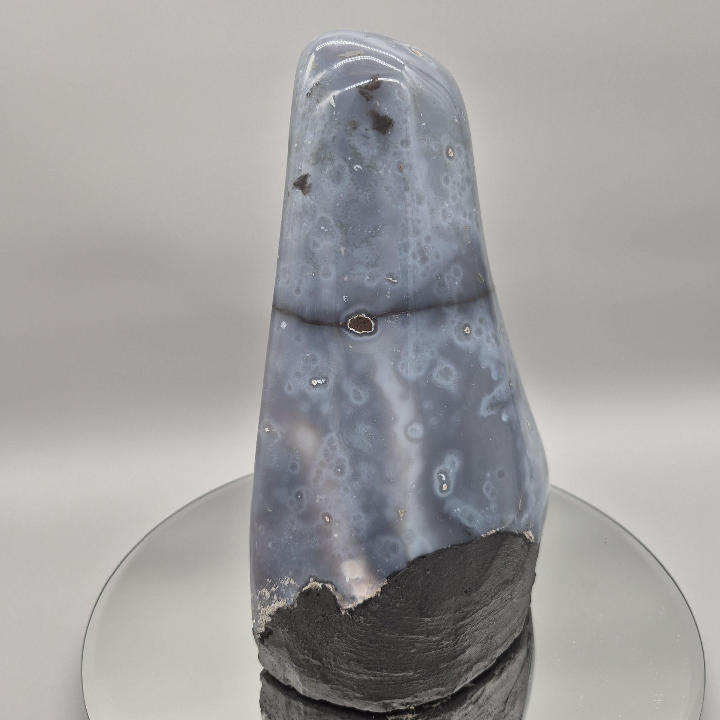 Fully Polished Blue Banded Agate with Druzy | Large Agate Cathedral Display | Collector Crystal Specimen Crystal Hoarder