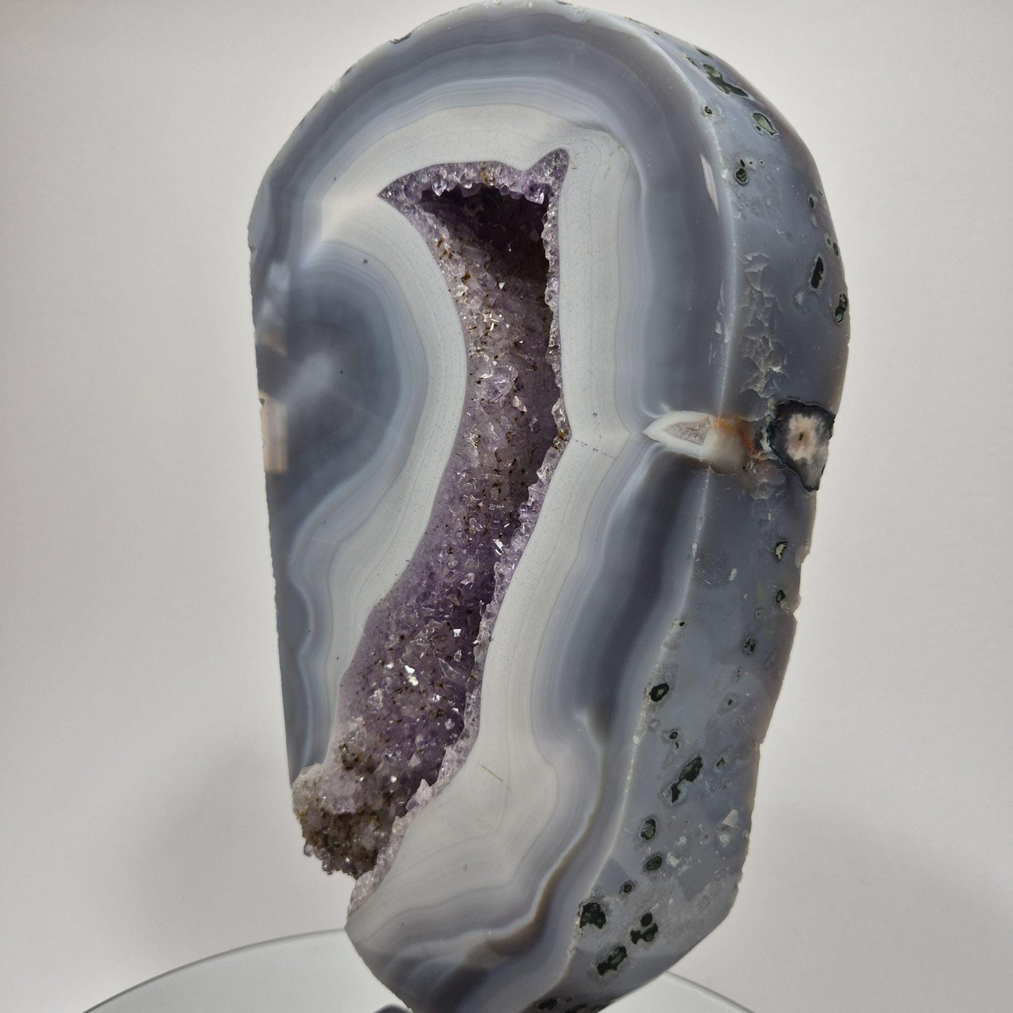 Amethyst Statement Piece with Blue Banded Agate - Brazil Crystal Hoarder