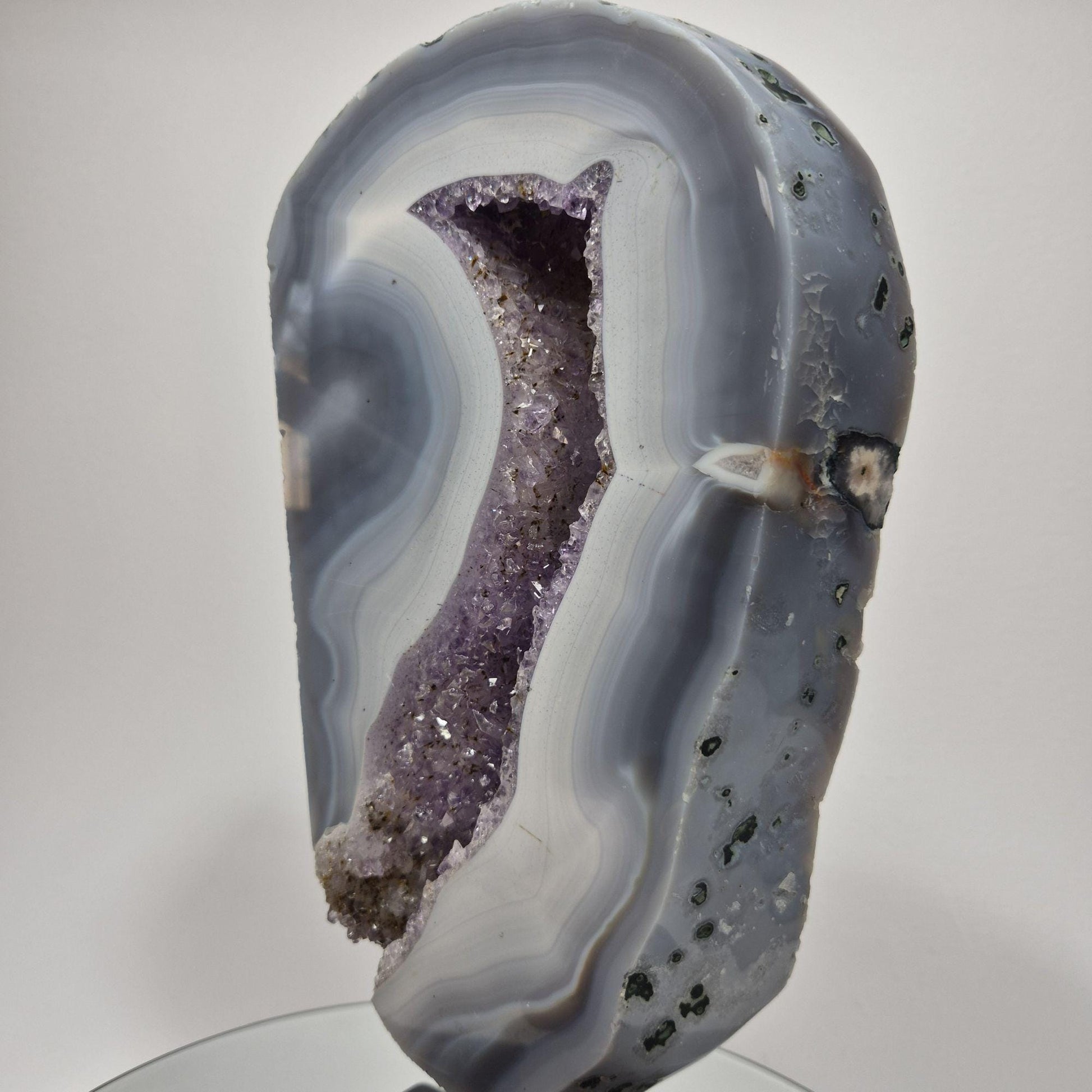 Amethyst Statement Piece with Blue Banded Agate - Brazil Crystal Hoarder