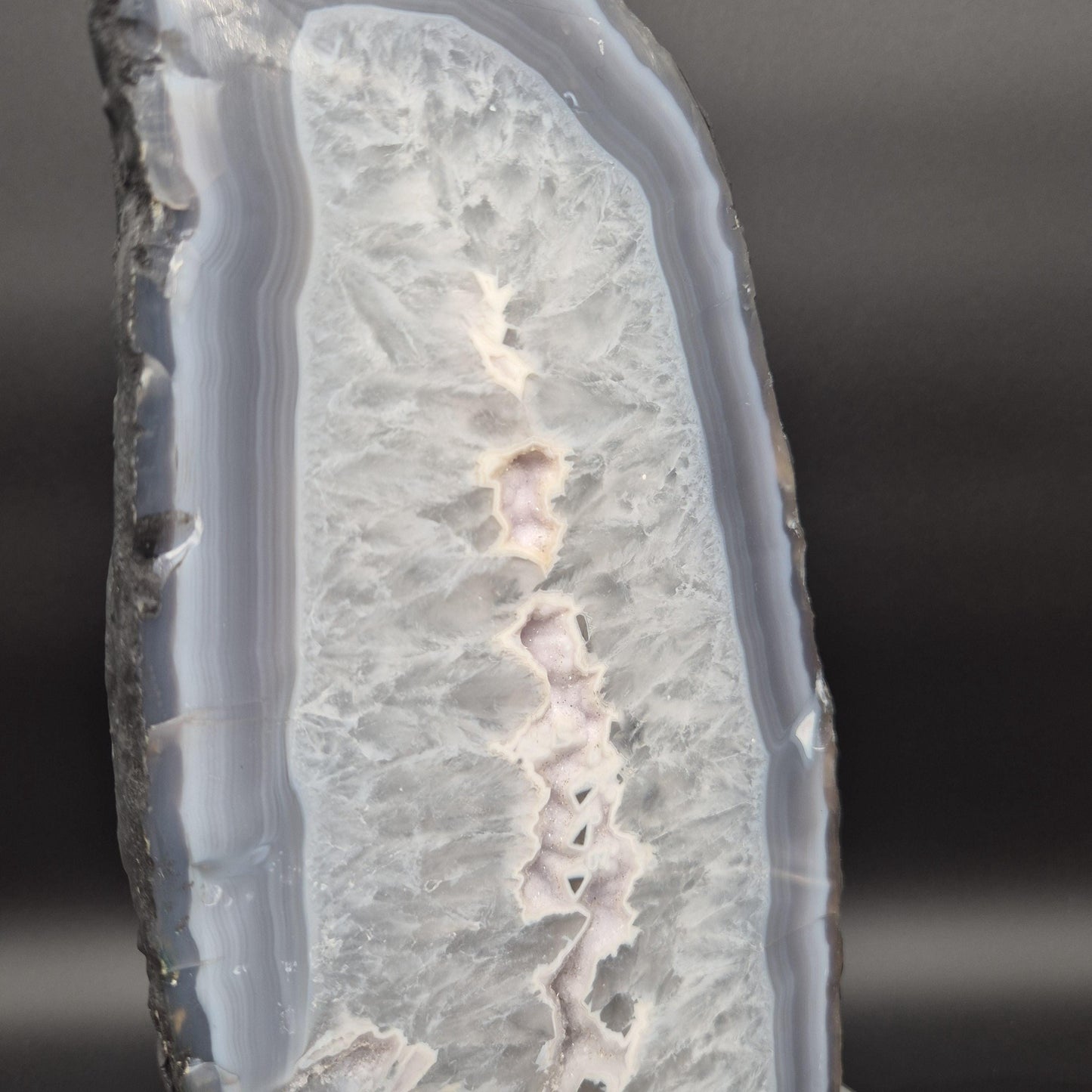 AAA+ Druzy Amethyst with Blue Banded Agate Cathedral 16.39 lbs 13.5 x 6.5 x 4 Brazil Crystal Hoarder