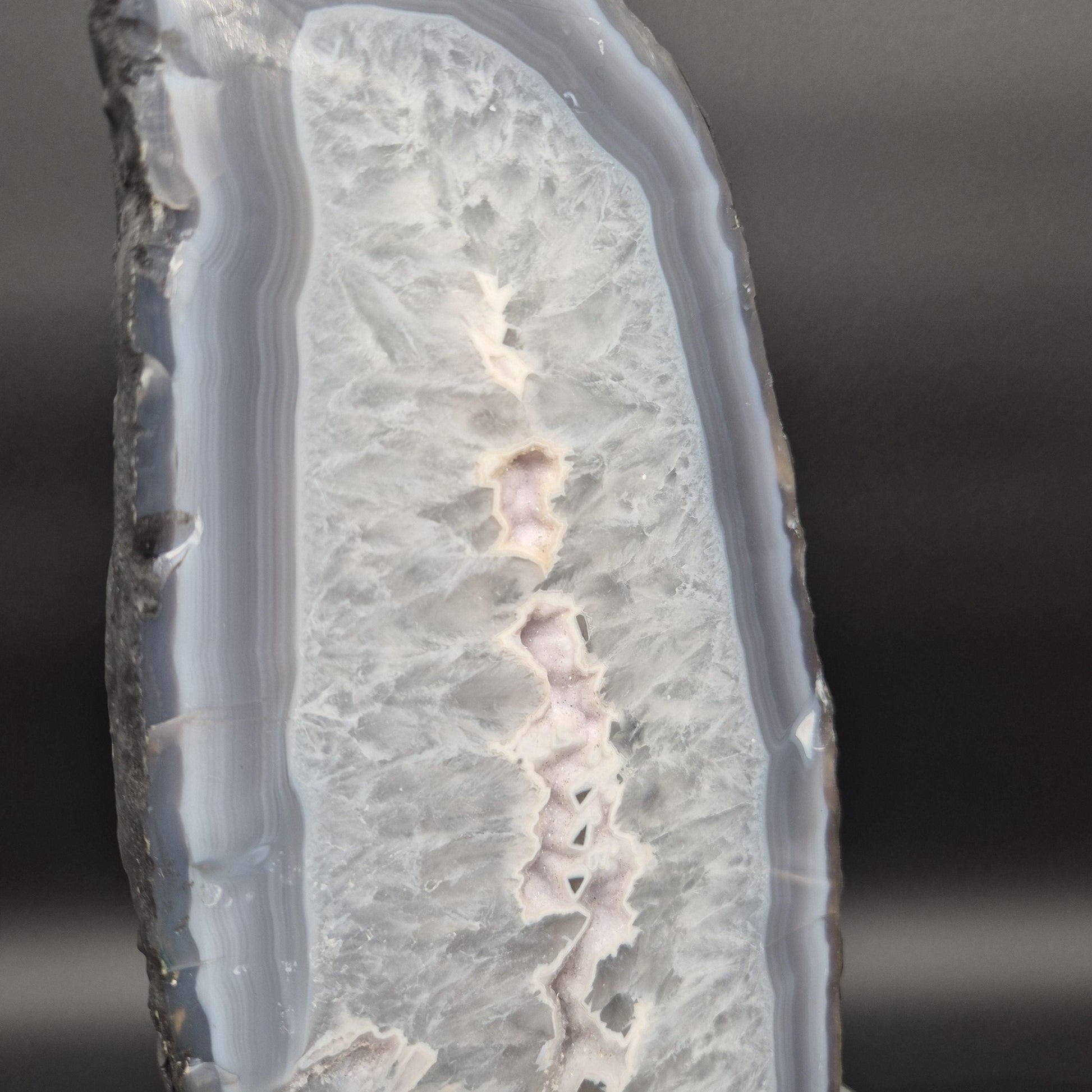 AAA+ Druzy Amethyst with Blue Banded Agate Cathedral 16.39 lbs 13.5 x 6.5 x 4 Brazil Crystal Hoarder