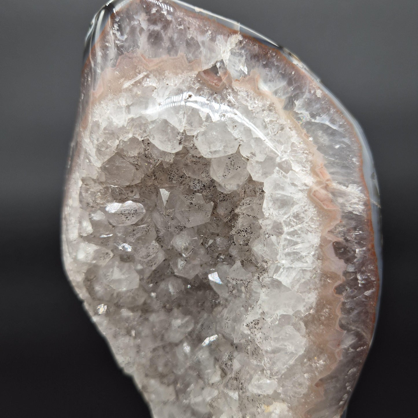 AAA+ One of a Kind Fully Polished Quartz with Pink and Blue Banded Agate Uruguay 7.68 lb 14.5x5x3 Crystal Display Crystal Hoarder