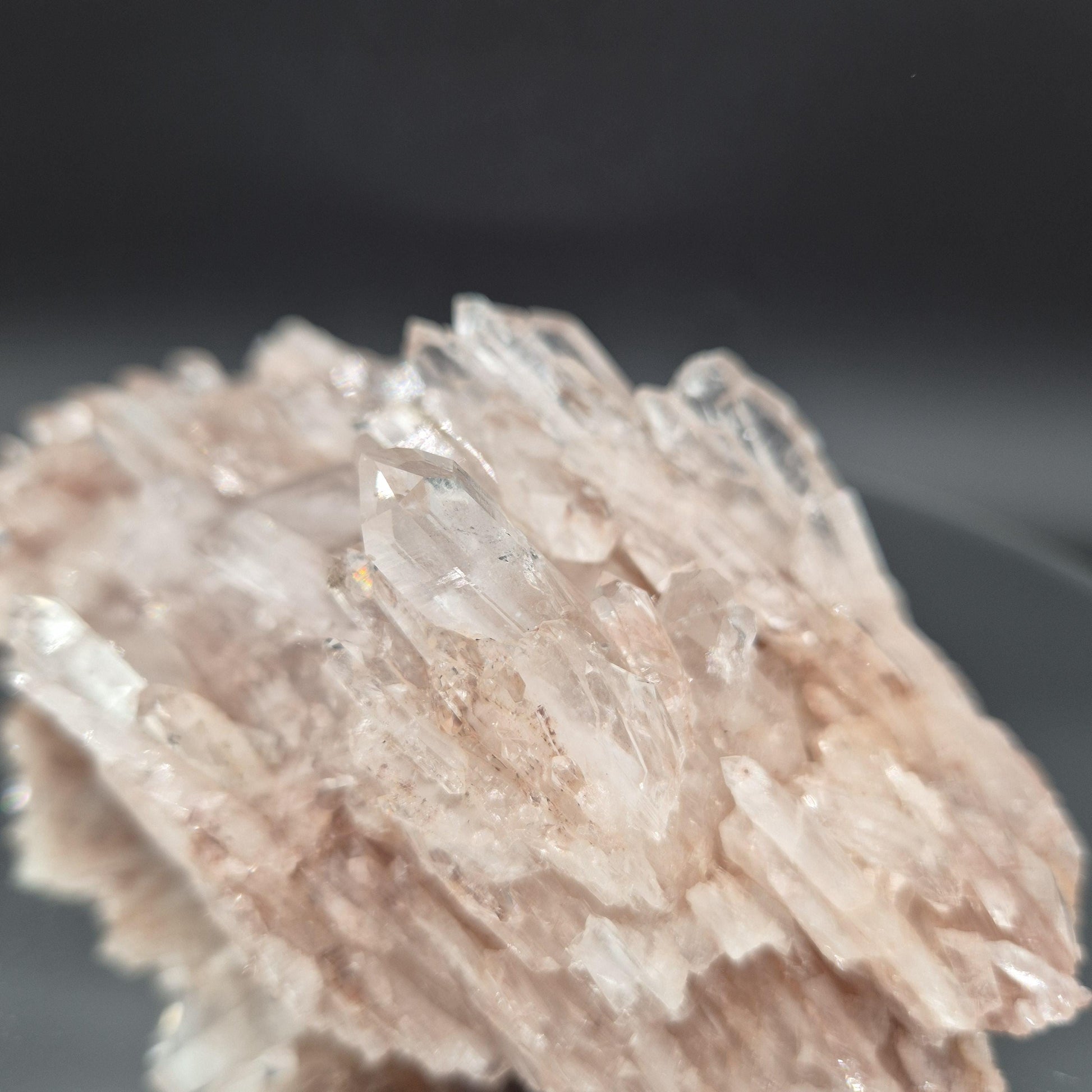 AAA+ Rare Pink Lemurian Quartz Cluster Water Clear Points Colombia 8x3.5x2.5 1.96 lbs Crystal Hoarder
