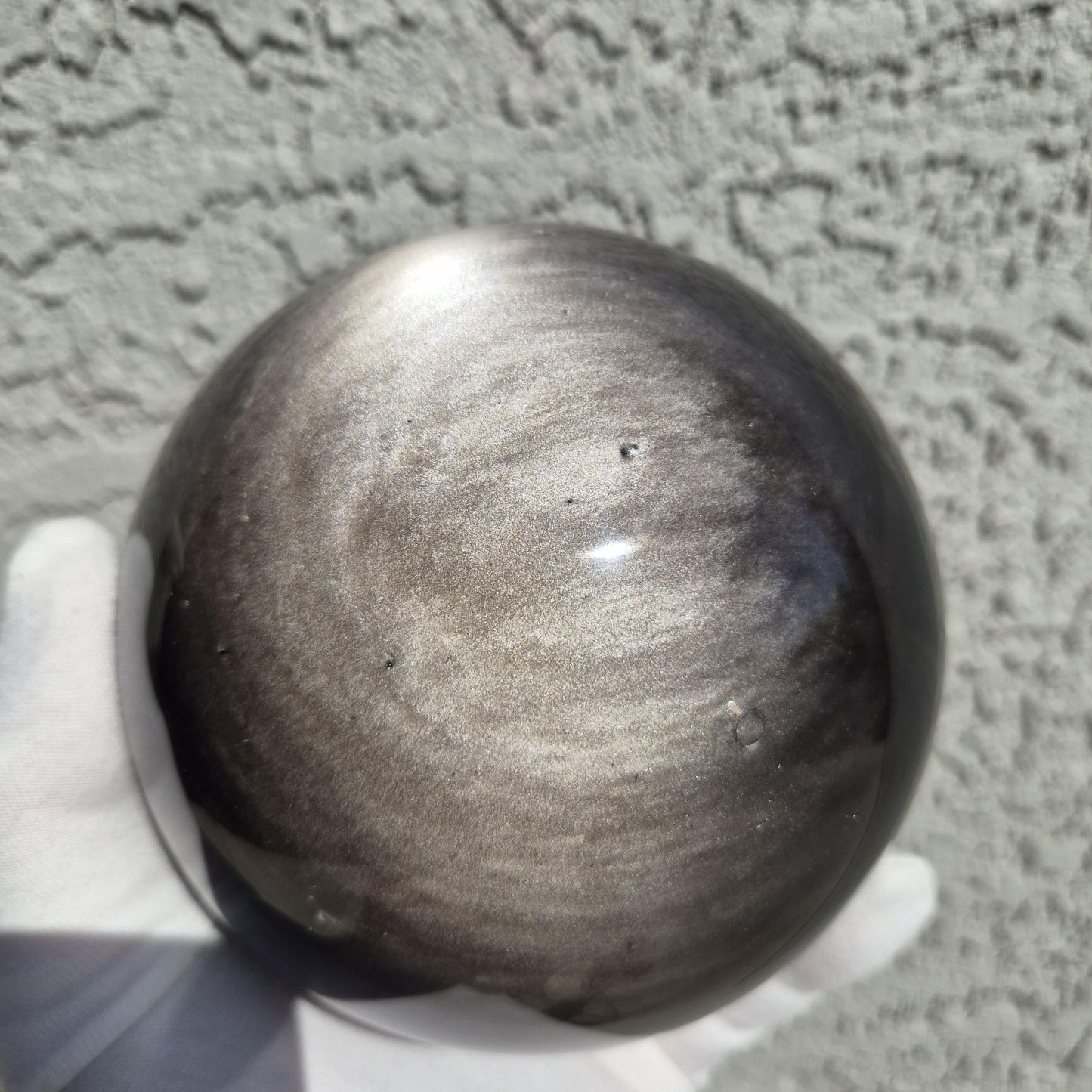4.75in (120mm) AAA+ Silver Obsidian Sphere - Perfect Flash Sheen Crystal Ball - Premium Volcanic Glass Sphere Crystal Hoarder