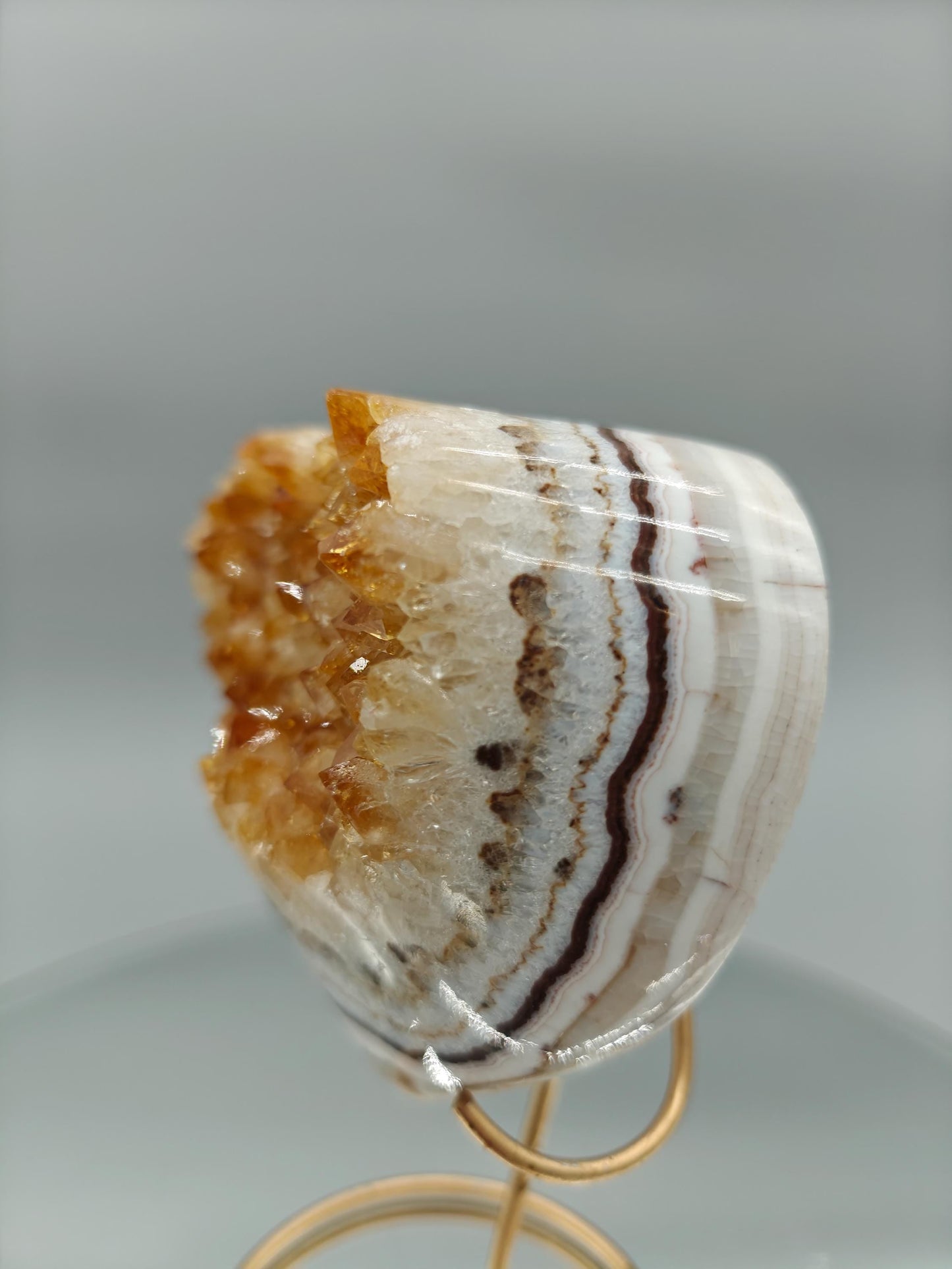 Super Rare Citrine Heart | Heat Treated Uruguay Amethyst | Gorgeous Banded Pattern | Fully Polished Crystal Crystal Hoarder