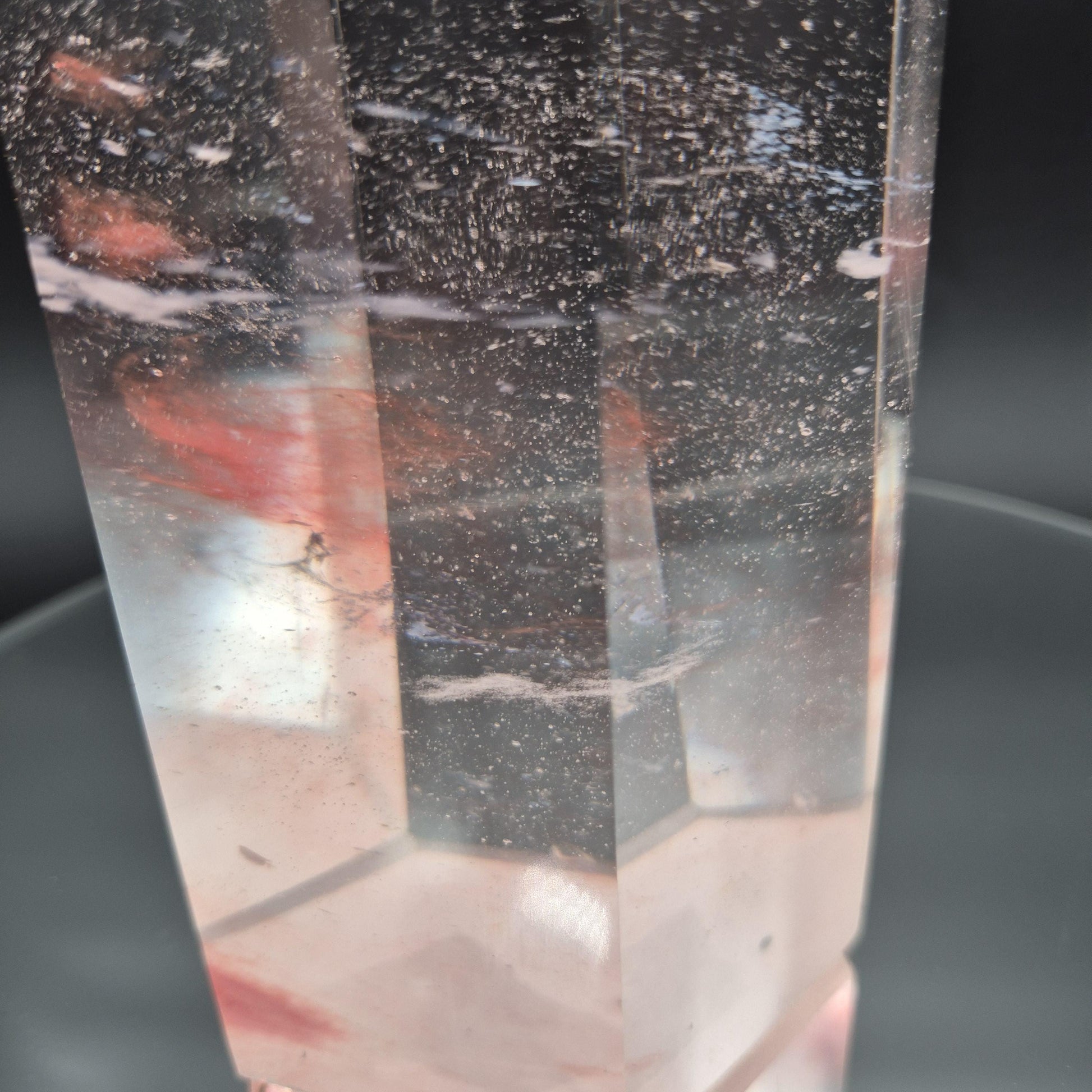 Rare Smelting Quartz Tower with Red Cloud Inclusions - Clear Quartz Crystal Tower - Natural Formation Specimen - 6.52 lbs | 13.5in Tall Crystal Hoarder